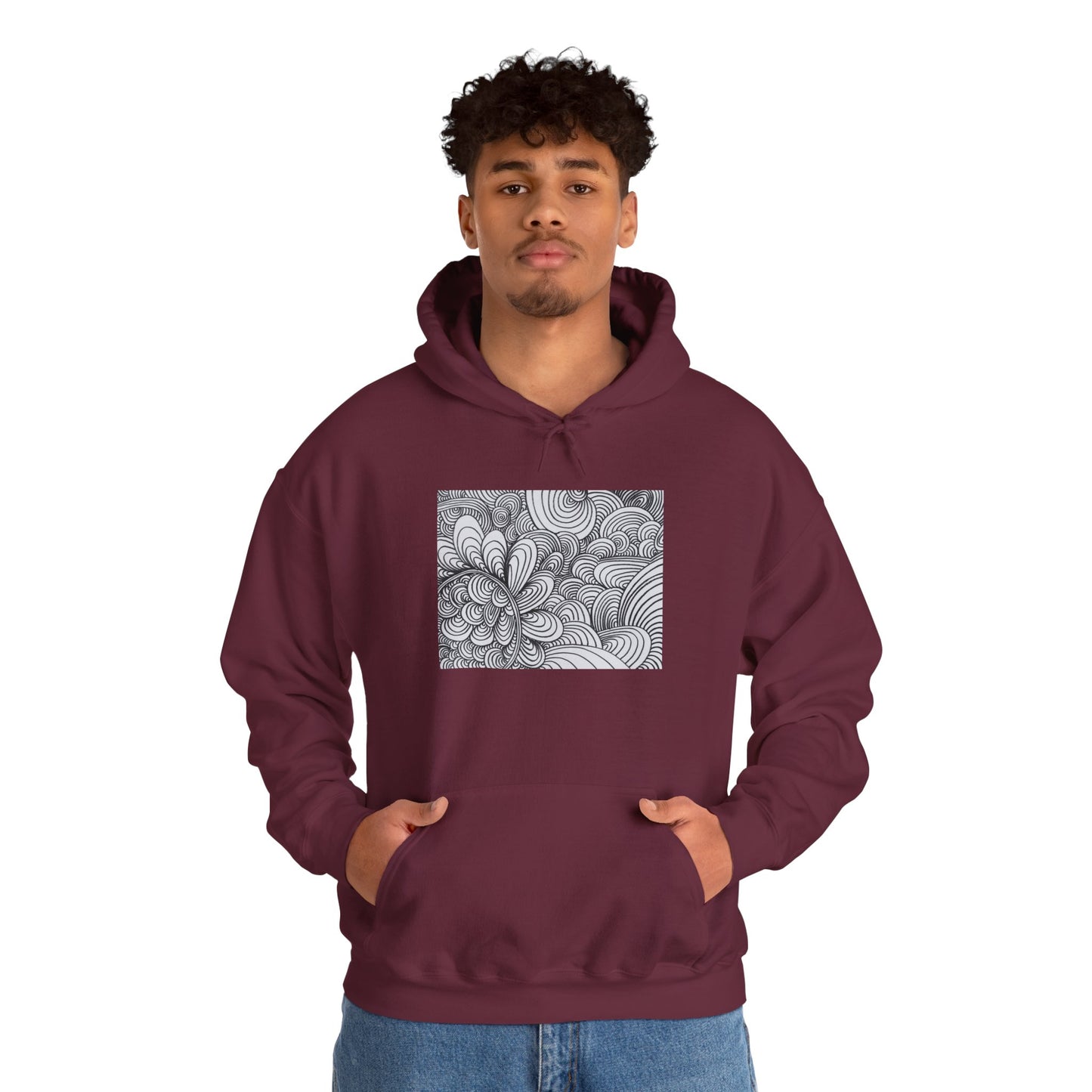 Unisex Heavy Blend™ Original Art Hooded Sweatshirt - Apricots Noir Mirage