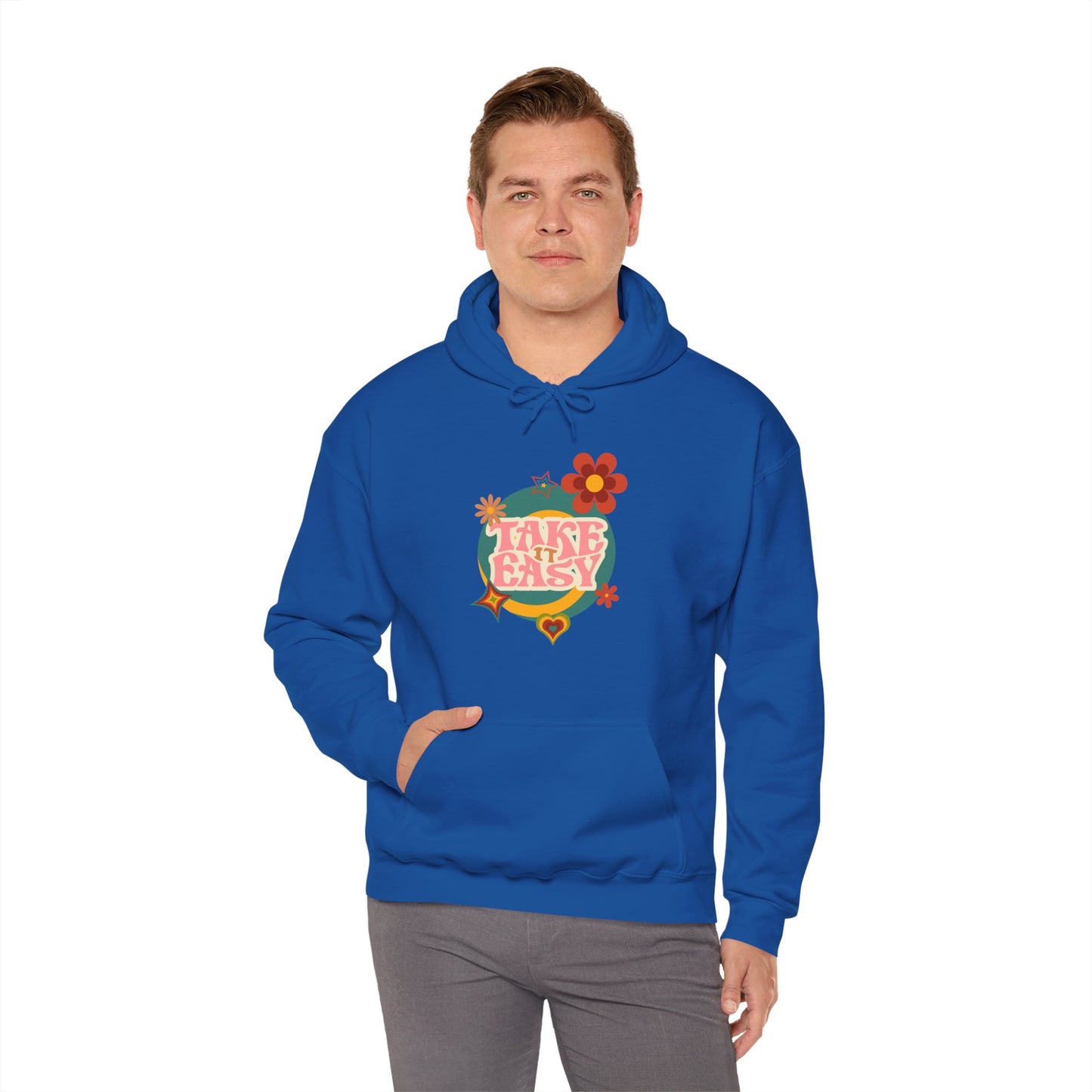 Unisex Heavy Blend™ Retro Vibes Take It Easy Hooded Sweatshirt