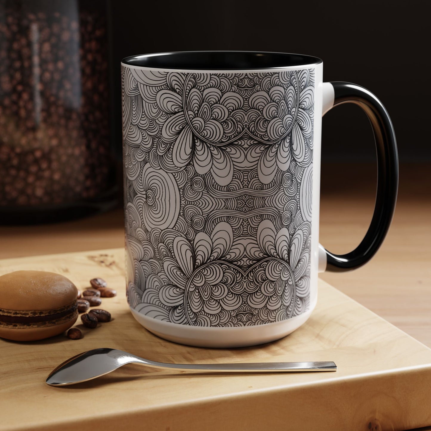 11oz/15oz Original Line Art Coffee Mug - Apricots Noir Mirage