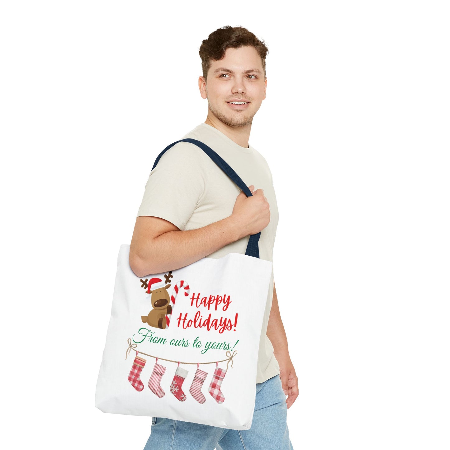 Unisex Happy Holidays From Ours To Yours Christmas Stockings and Dog Tote Bag