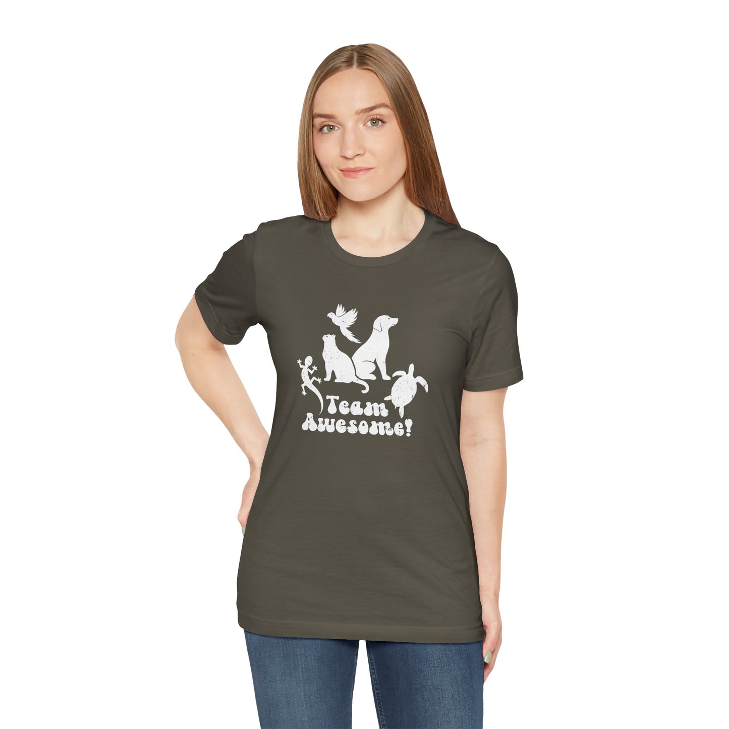 Unisex Animal Lover Lizard Cat Bird Dog Turtle Team Awesome T-Shirt