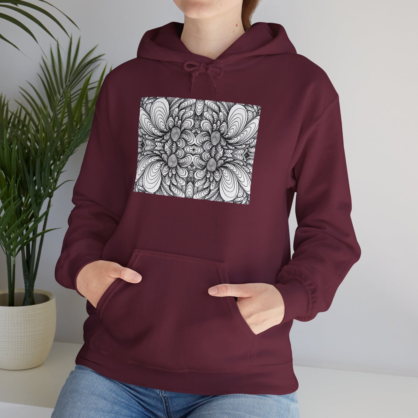 Unisex Heavy Blend™ Original Minimalist Healing Line Art Hooded Sweatshirt - Blooms