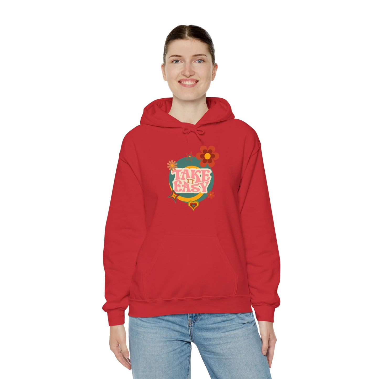 Unisex Heavy Blend™ Retro Vibes Take It Easy Hooded Sweatshirt