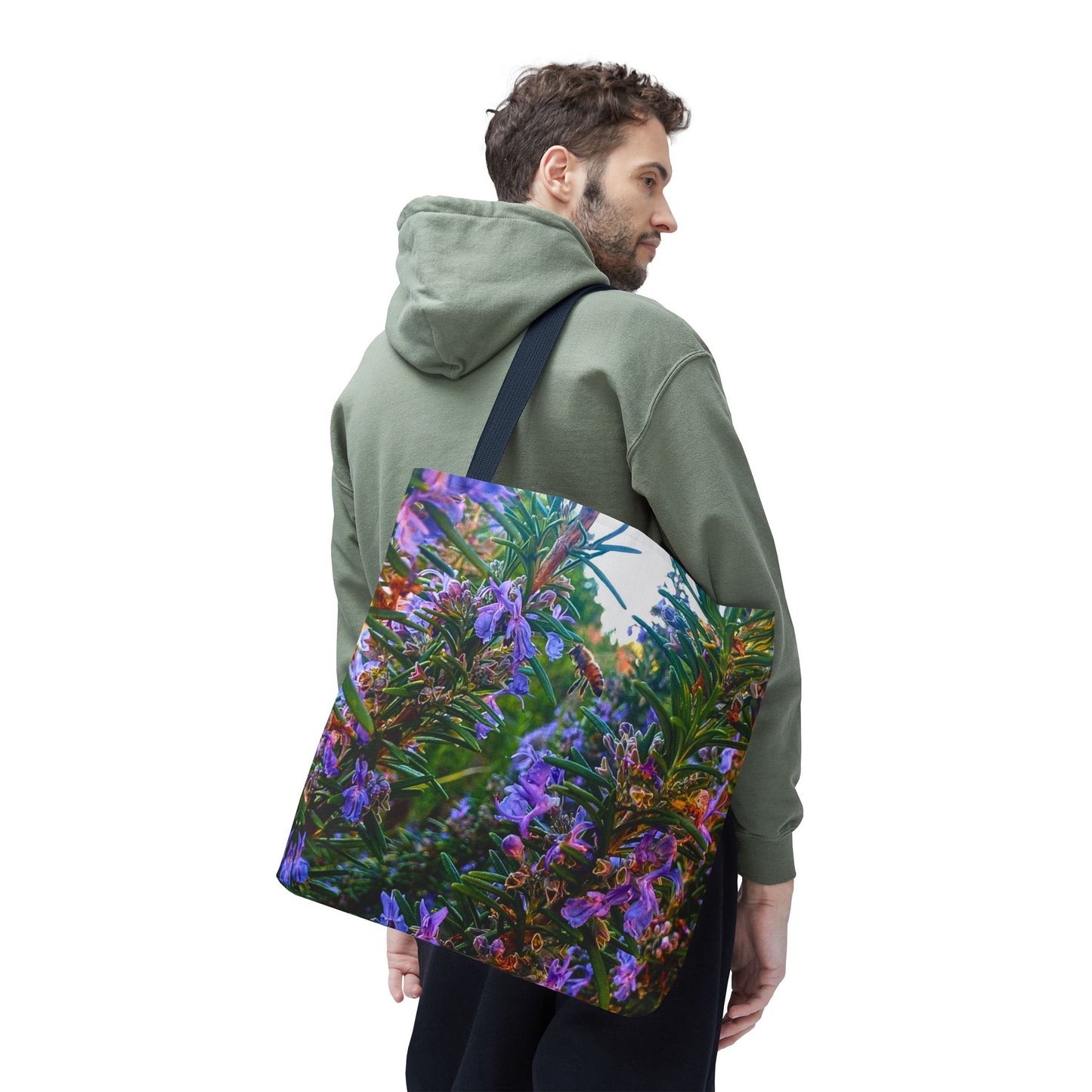 Garden Themed Bee and Rosemary Tote Bag