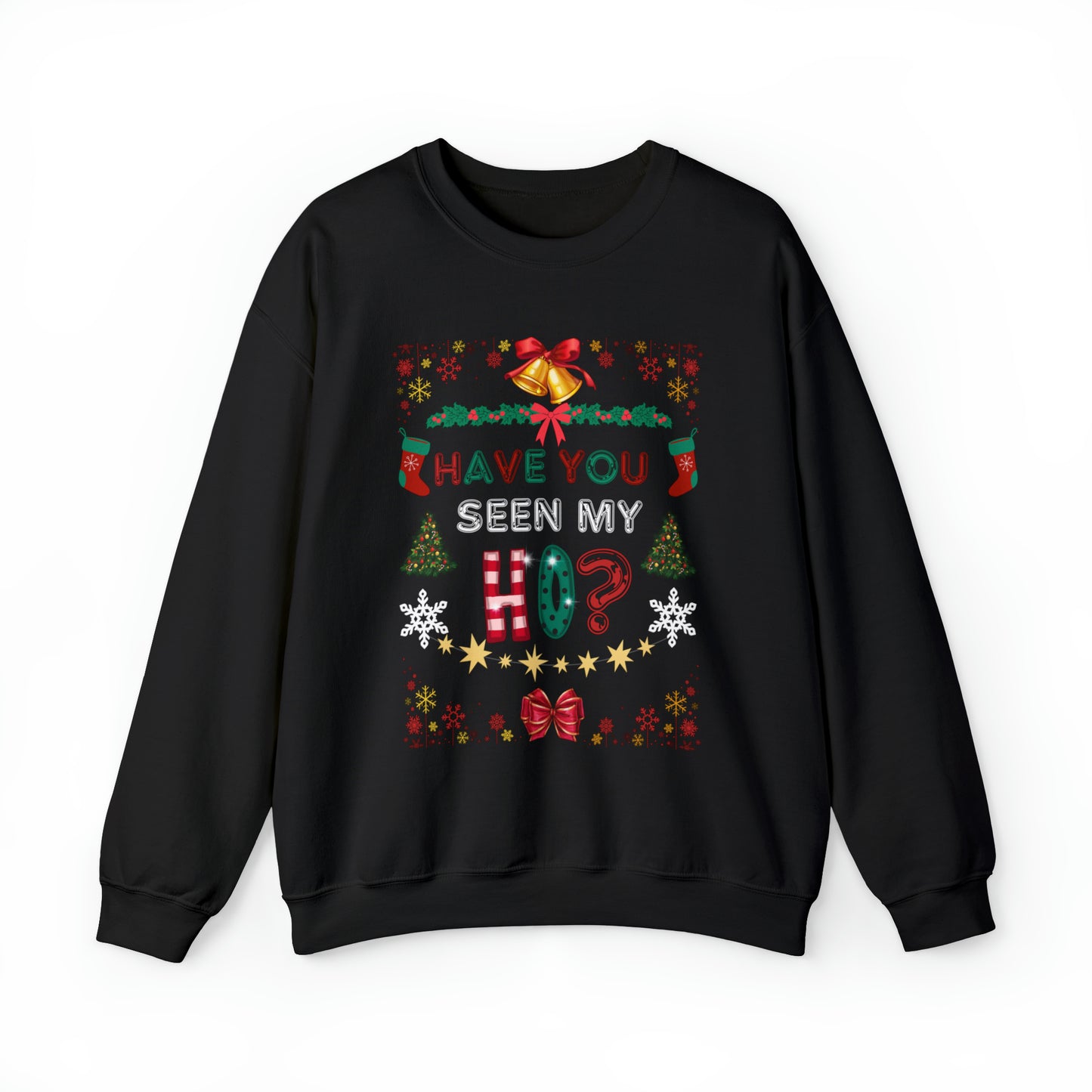 Unisex Funny Couples Matching Ugly Christmas Sweatshirt - Have You Seen My Ho?