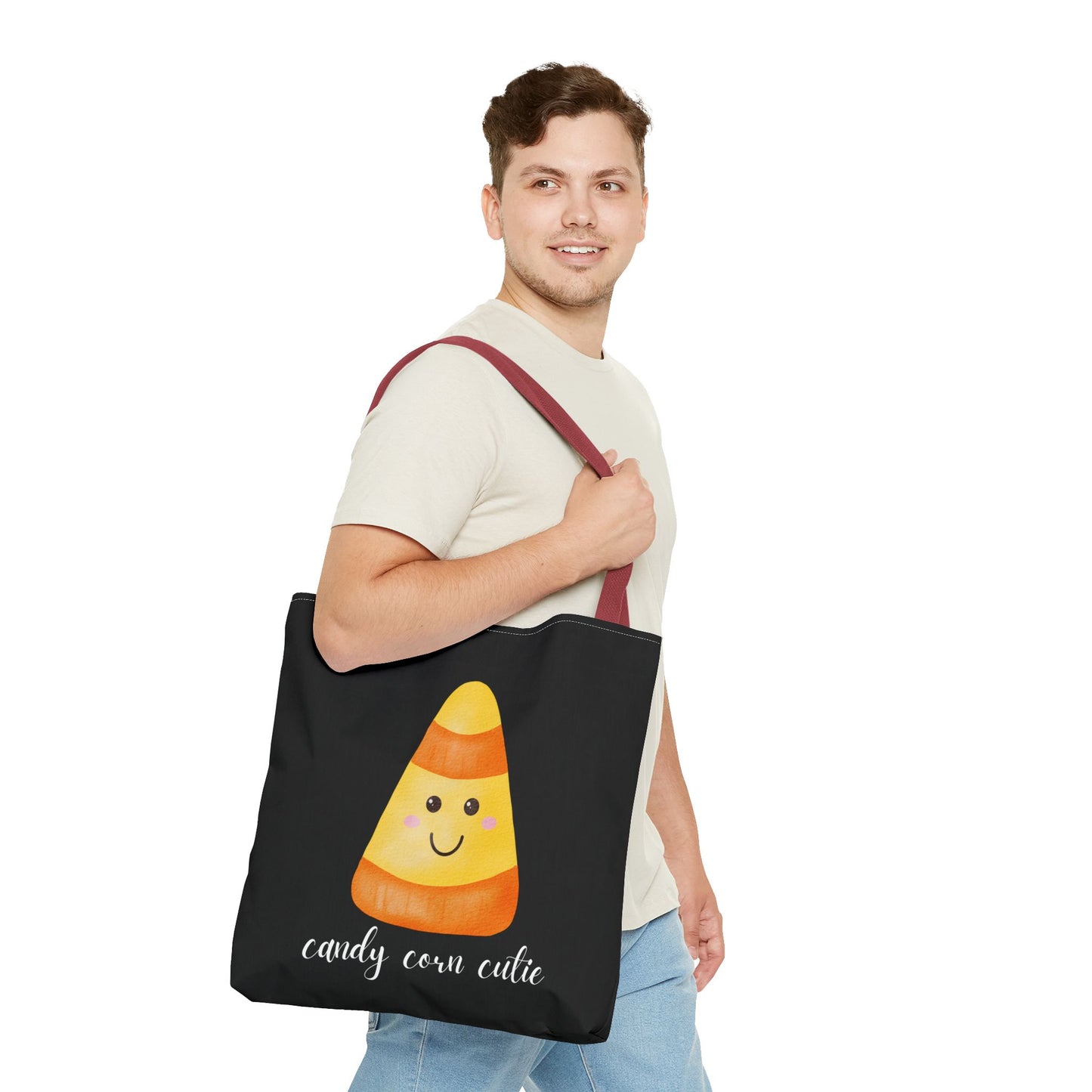 Cute Candy Corn Halloween Tote Bag Spooky Season Tote Trick or Treating Candy Bag Fall Themed Reusable Lunch Tote