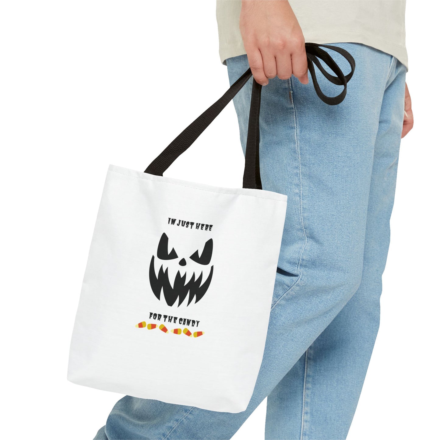 Halloween Candy Corn Scary Face Tote Spooky Season Trick or Treating Candy Bag Reusable Lunch Tote