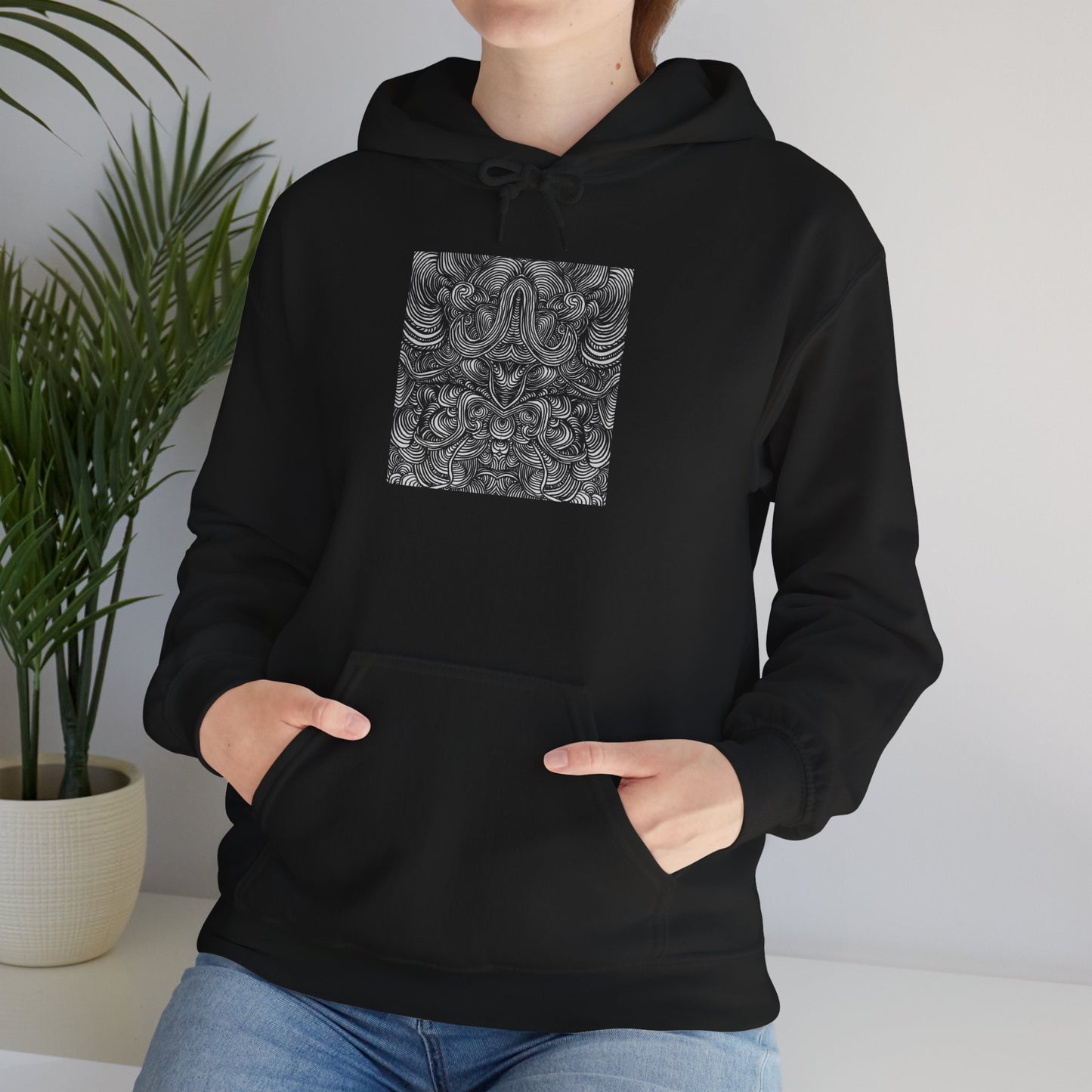 Unisex Heavy Blend™ Original Minimalist Line Art Full Size Hooded Sweatshirt - Liquid