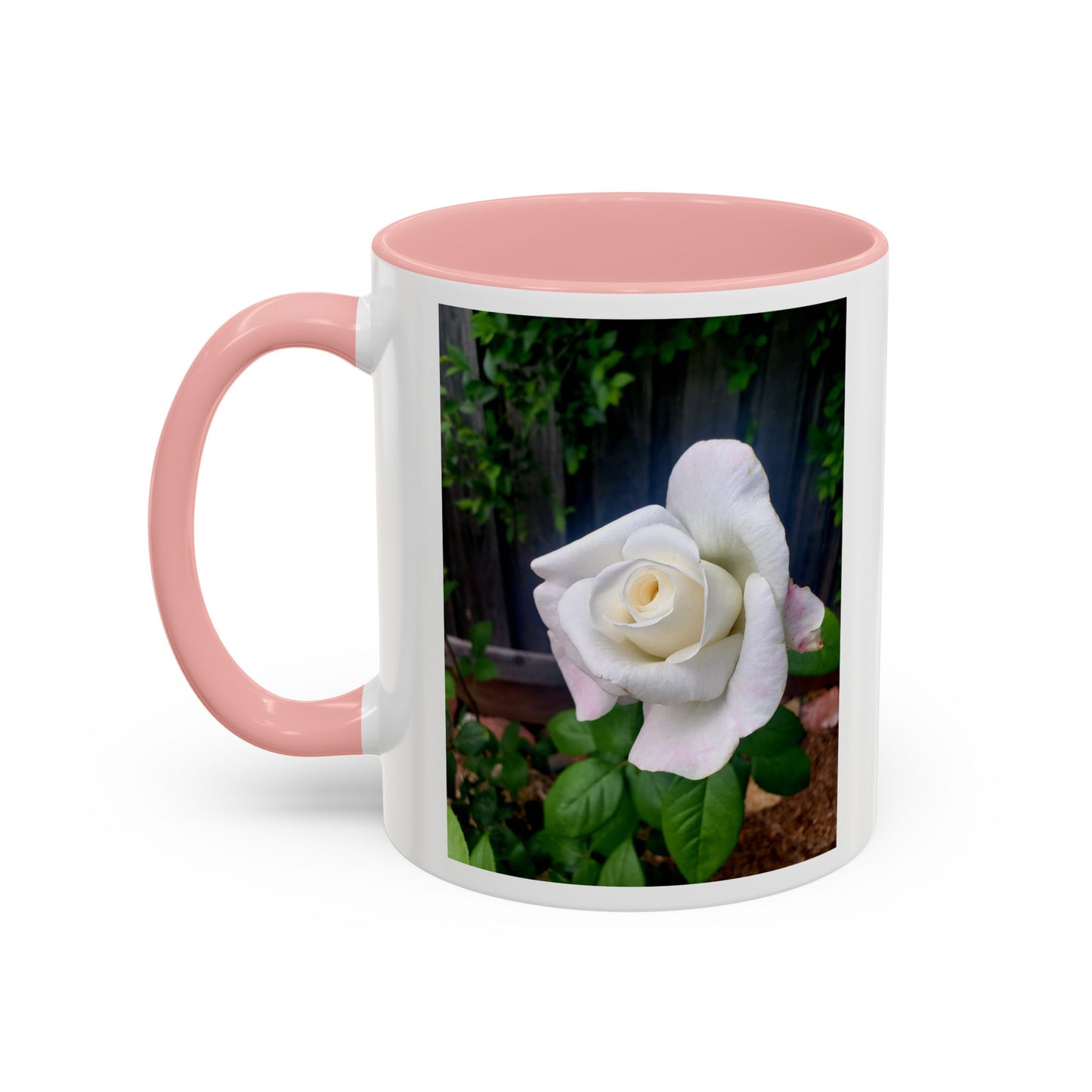 11oz. Garden Themed White Sugar Moon Hybrid Tea Roses Coffee Mug