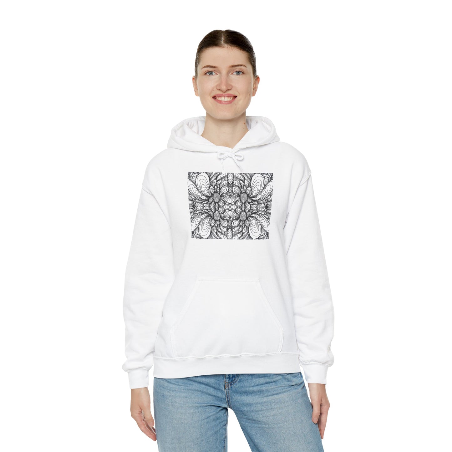 Unisex Heavy Blend™ Original Minimalist Healing Line Art Hooded Sweatshirt - Blooms