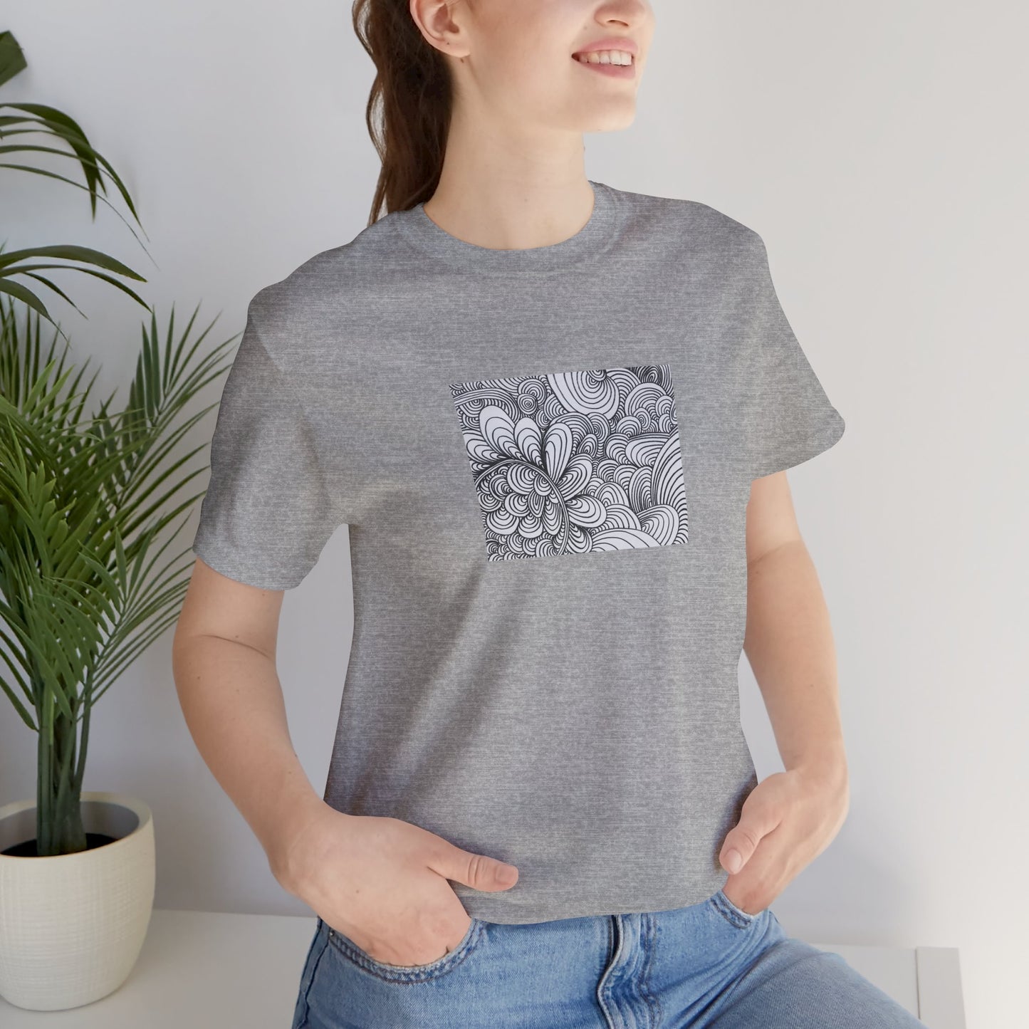Unisex Original Healing Mesmerizing Line Art T-Shirt - Apricots Noir