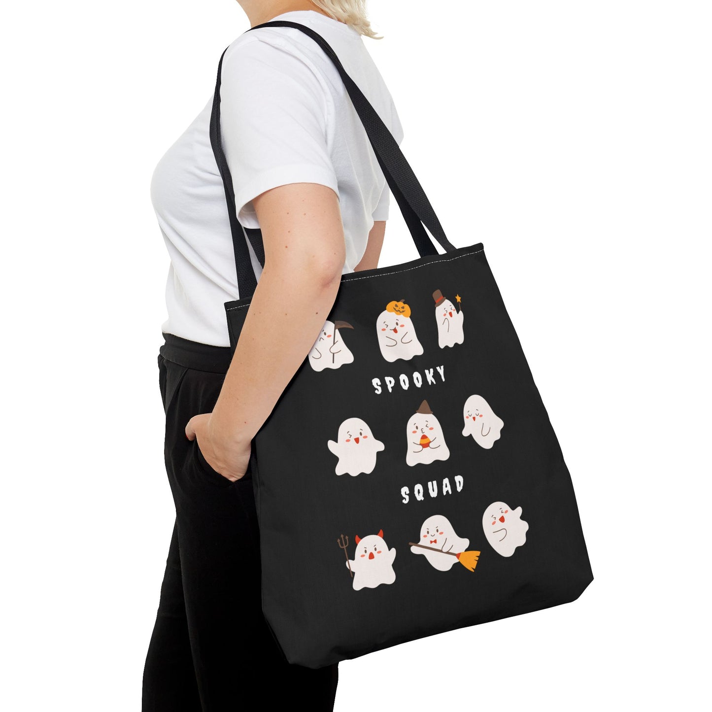 Cute Ghost Halloween Spooky Season Tote Trick or Treating Candy Bag Reusable Halloween Themed Lunch Tote