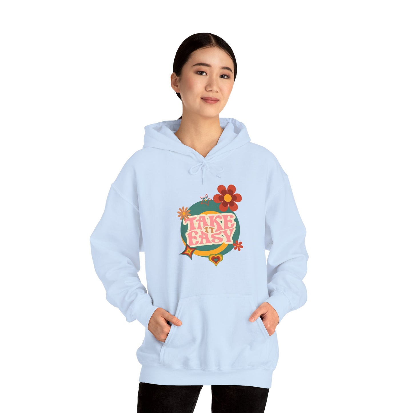 Unisex Heavy Blend™ Retro Vibes Take It Easy Hooded Sweatshirt