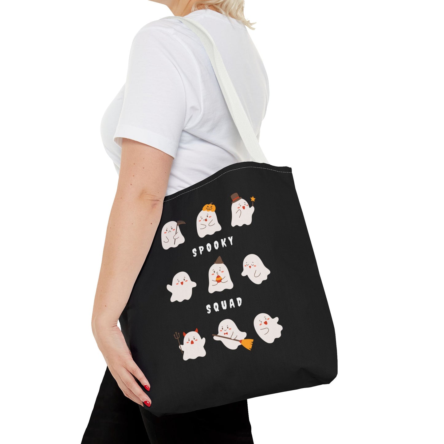 Cute Ghost Halloween Spooky Season Tote Trick or Treating Candy Bag Reusable Halloween Themed Lunch Tote