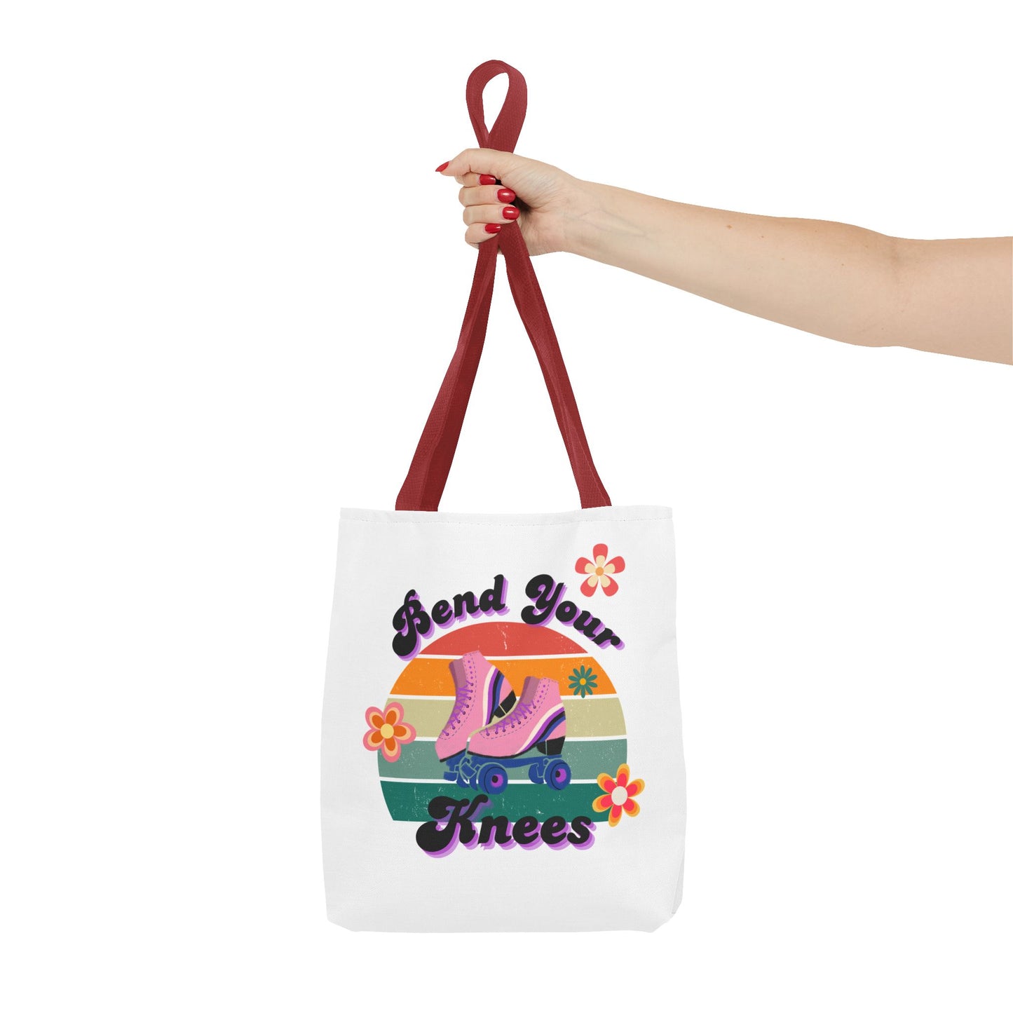 Unisex Retro Vibes Bend Your Knees Skate Day Tote Bag - White