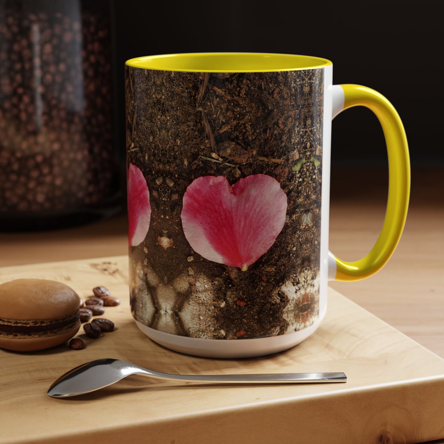 11oz/15oz Garden Themed Double Delight Heart Shaped Rose Petal Coffee Mug