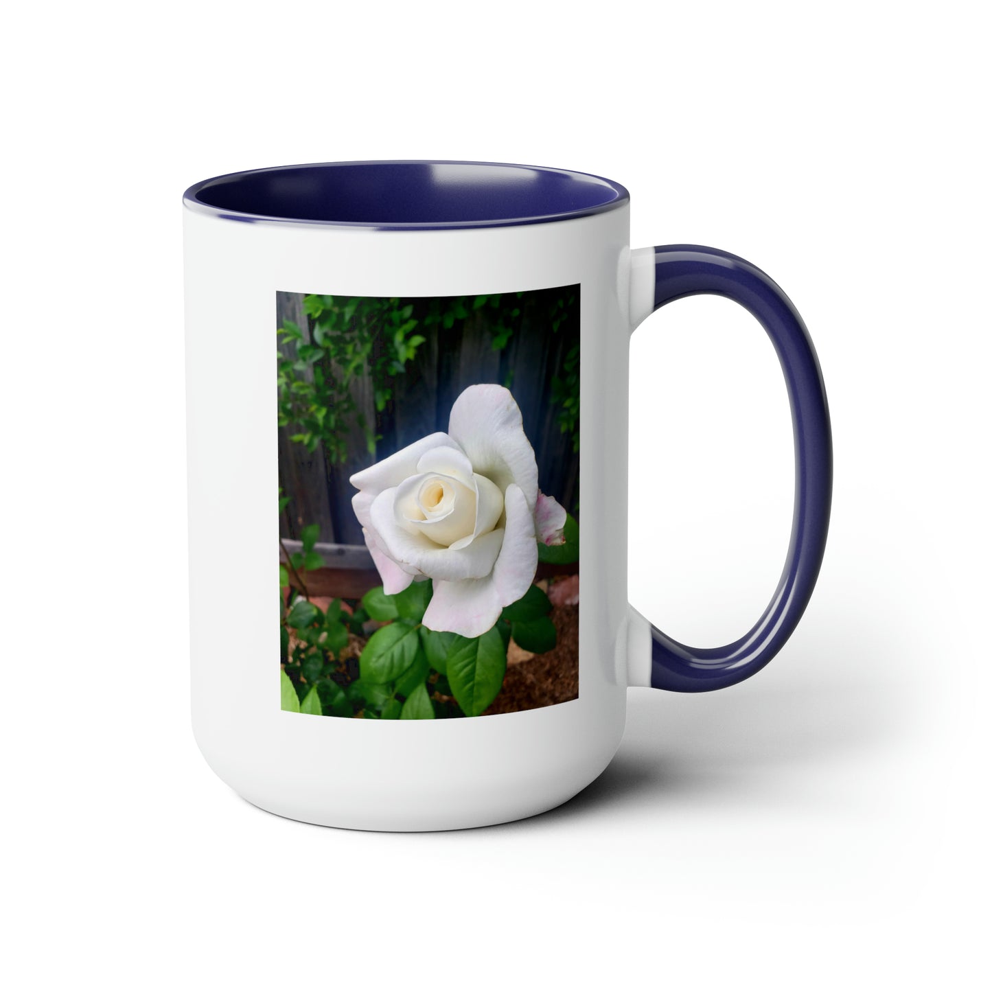 15oz Garden Themed White Sugar Moon Hybrid Tea Rose Coffee Mug