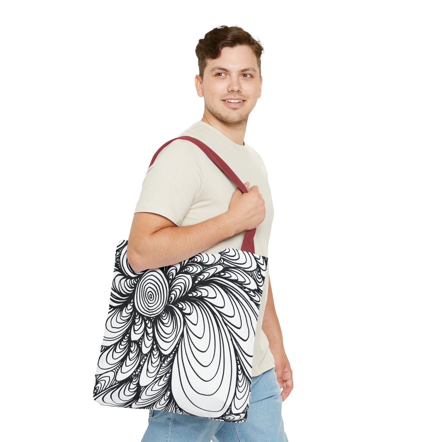 Unisex Original Doodle Art All Over Print Tote Bag - Apricots Noir