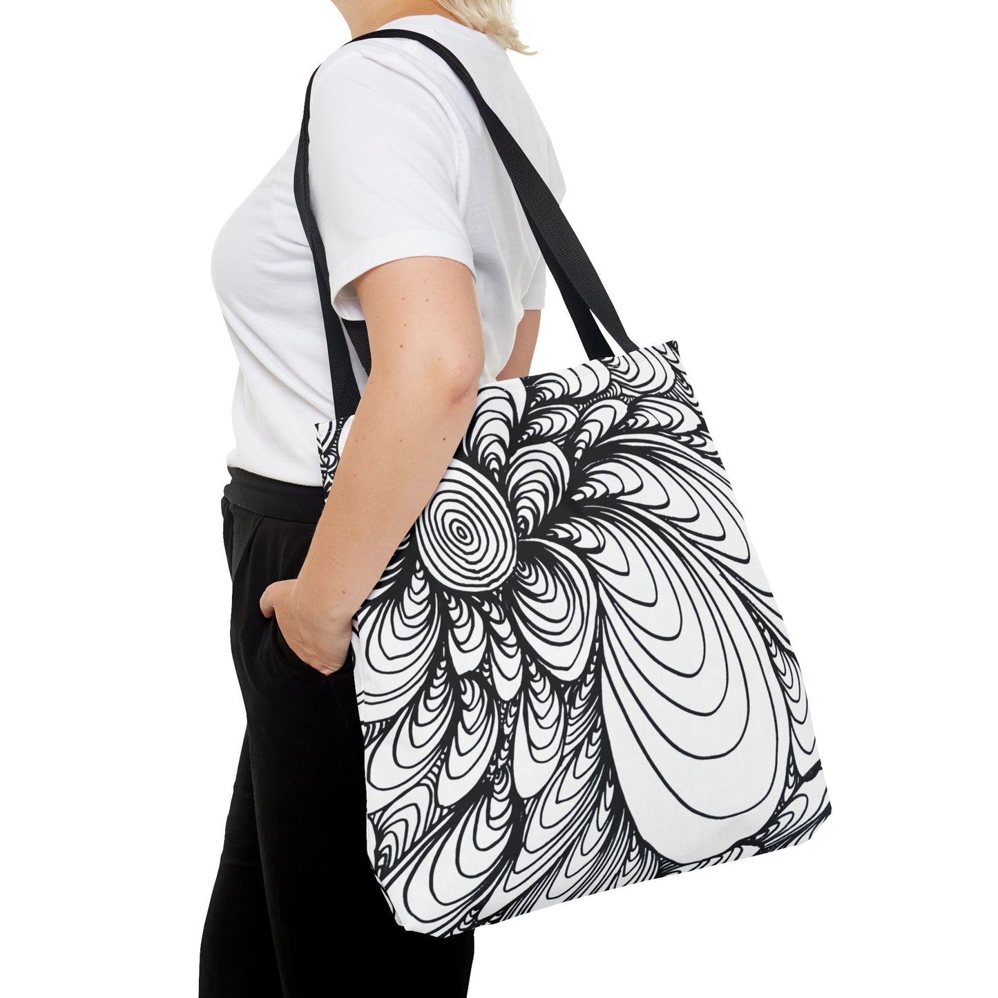 Unisex Original Doodle Art All Over Print Tote Bag - Apricots Noir