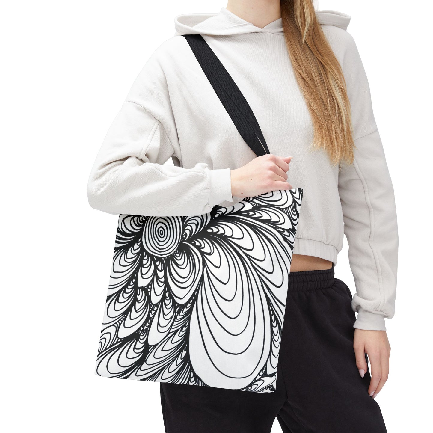 Unisex Original Doodle Art All Over Print Tote Bag - Apricots Noir