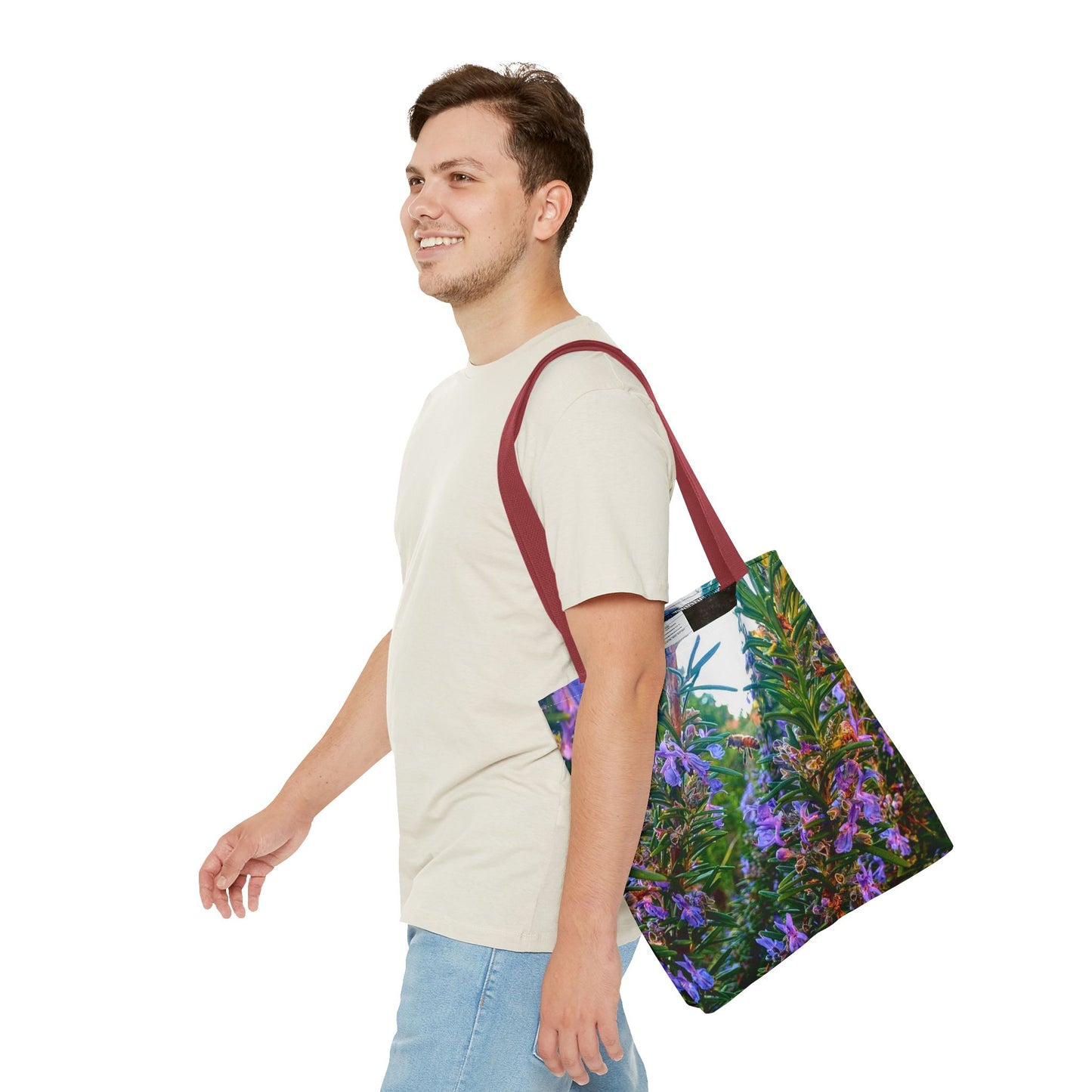 Garden Themed Bee and Rosemary Tote Bag