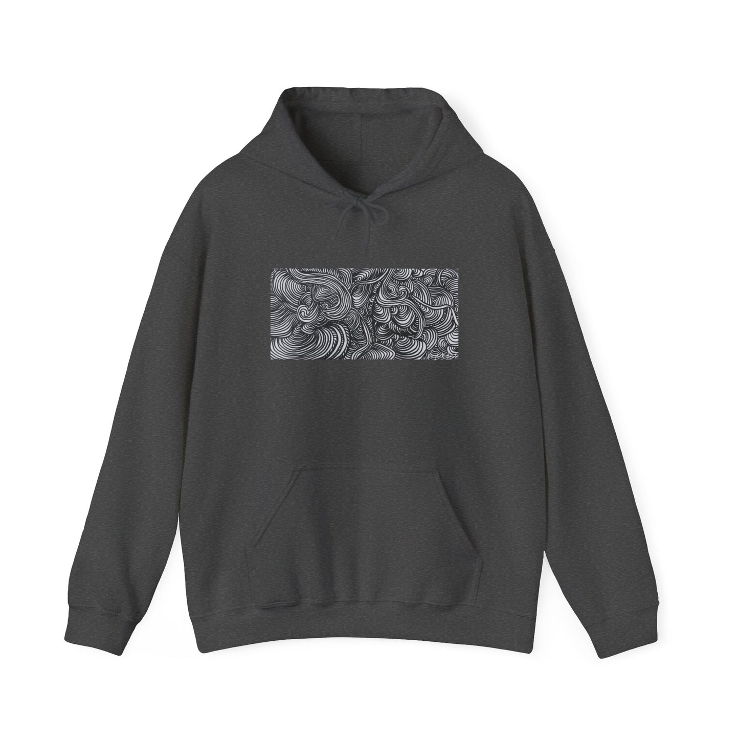 Unisex Heavy Blend™ Original Minimalist Line Art Midsize Print Hooded Sweatshirt - Liquid