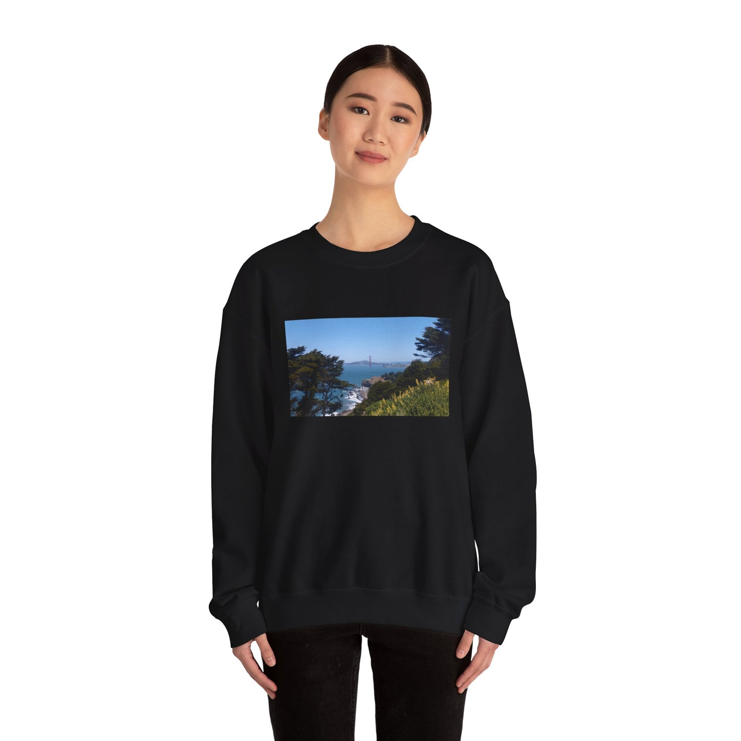Unisex Travel Sweater, Scenic Lookout, El Camino Del Mar, San Francisco, California, Golden Gate Bridge, Vista, Ocean Views, Beautiful Blue