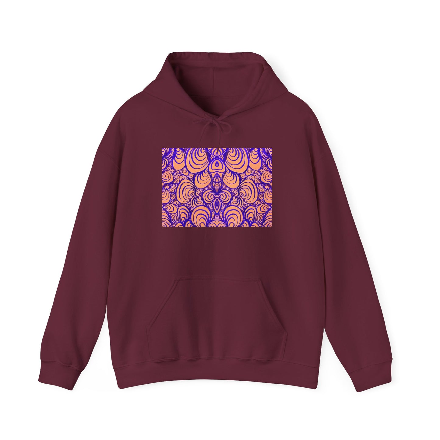 Unisex Heavy Blend™ Original Minimalist Line Art Hooded Sweatshirt - Puzzle Panels 1 Color Pop Run