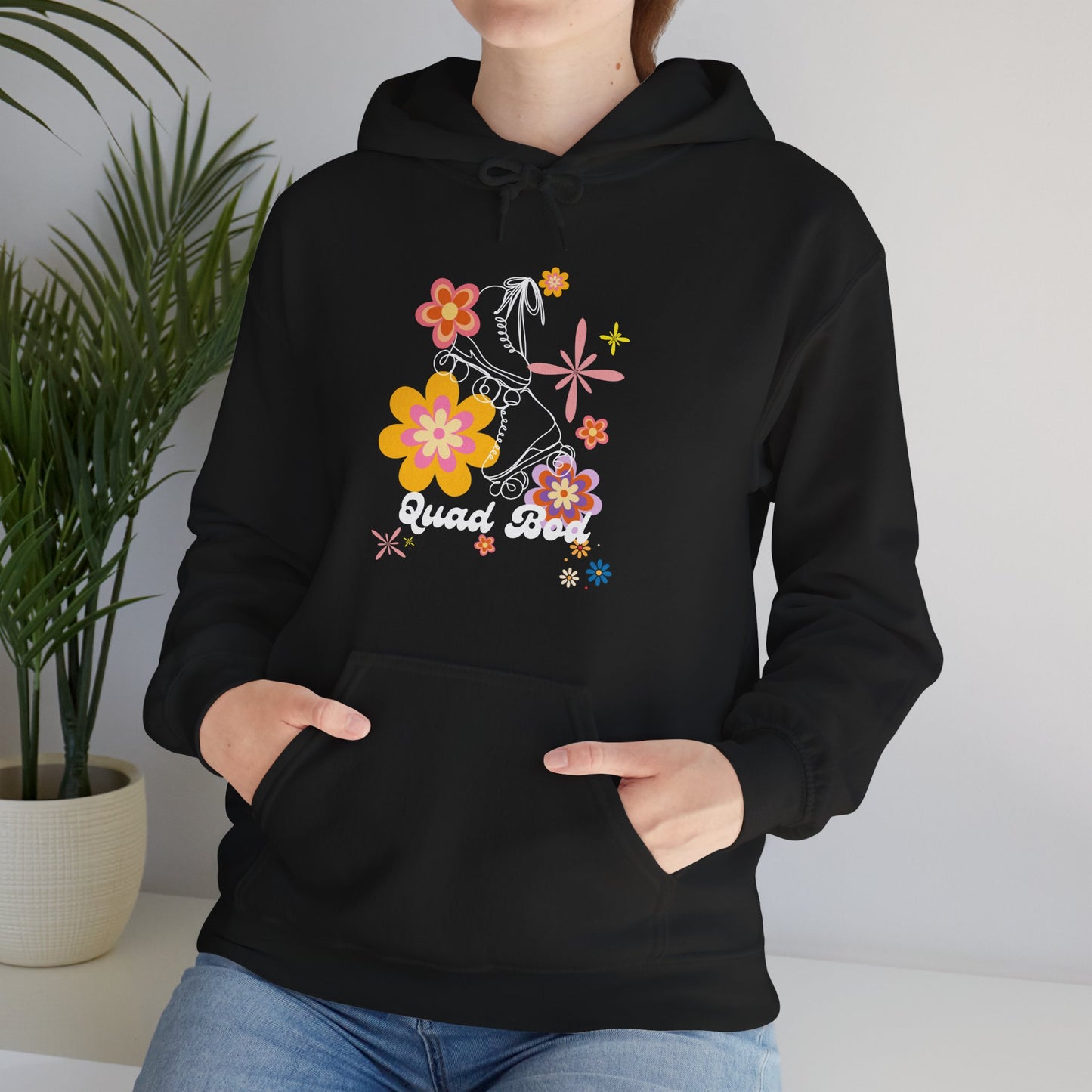 Unisex Heavy Blend™ Quad Bod Retro Vibes Rollerskater Hooded Sweatshirt