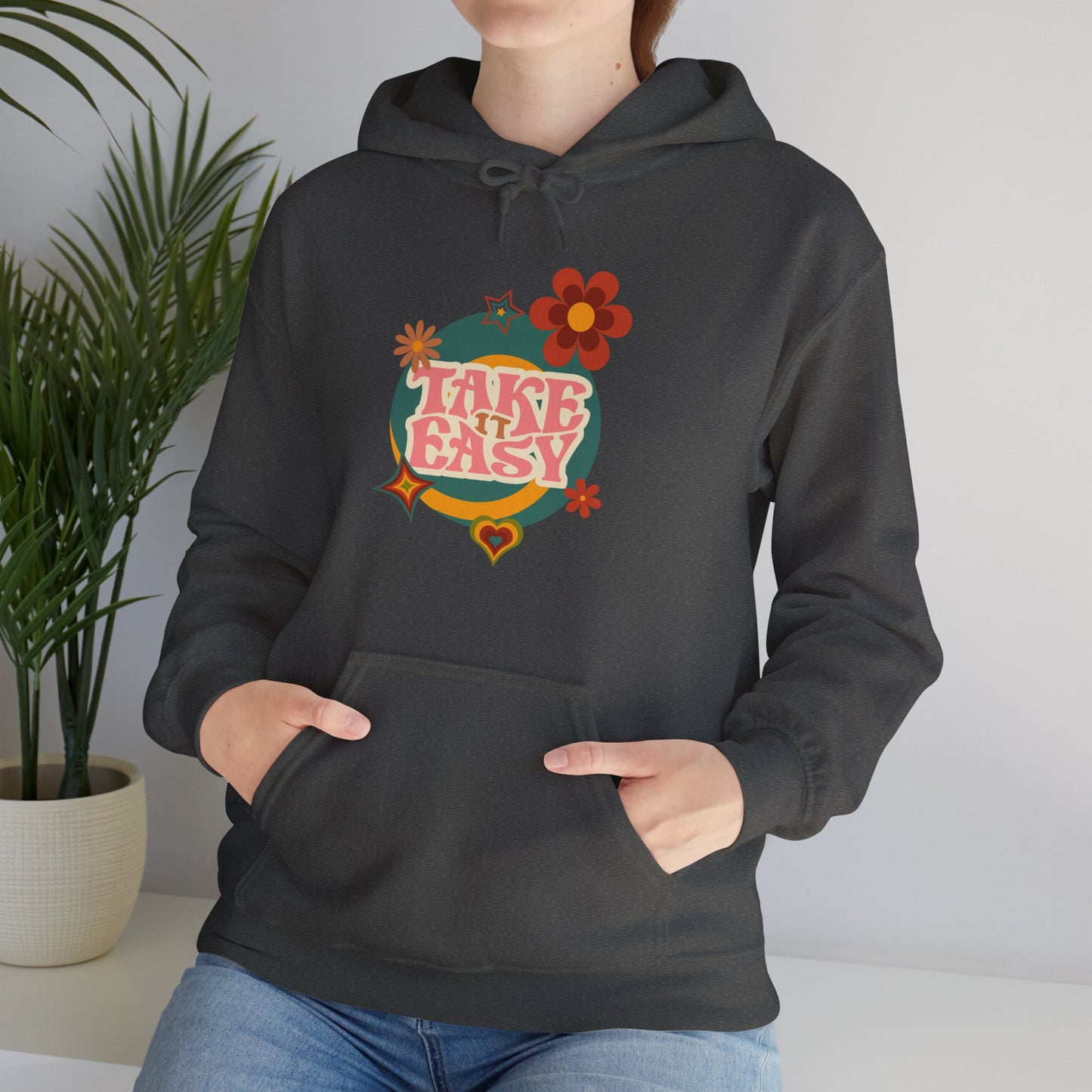 Unisex Heavy Blend™ Retro Vibes Take It Easy Hooded Sweatshirt