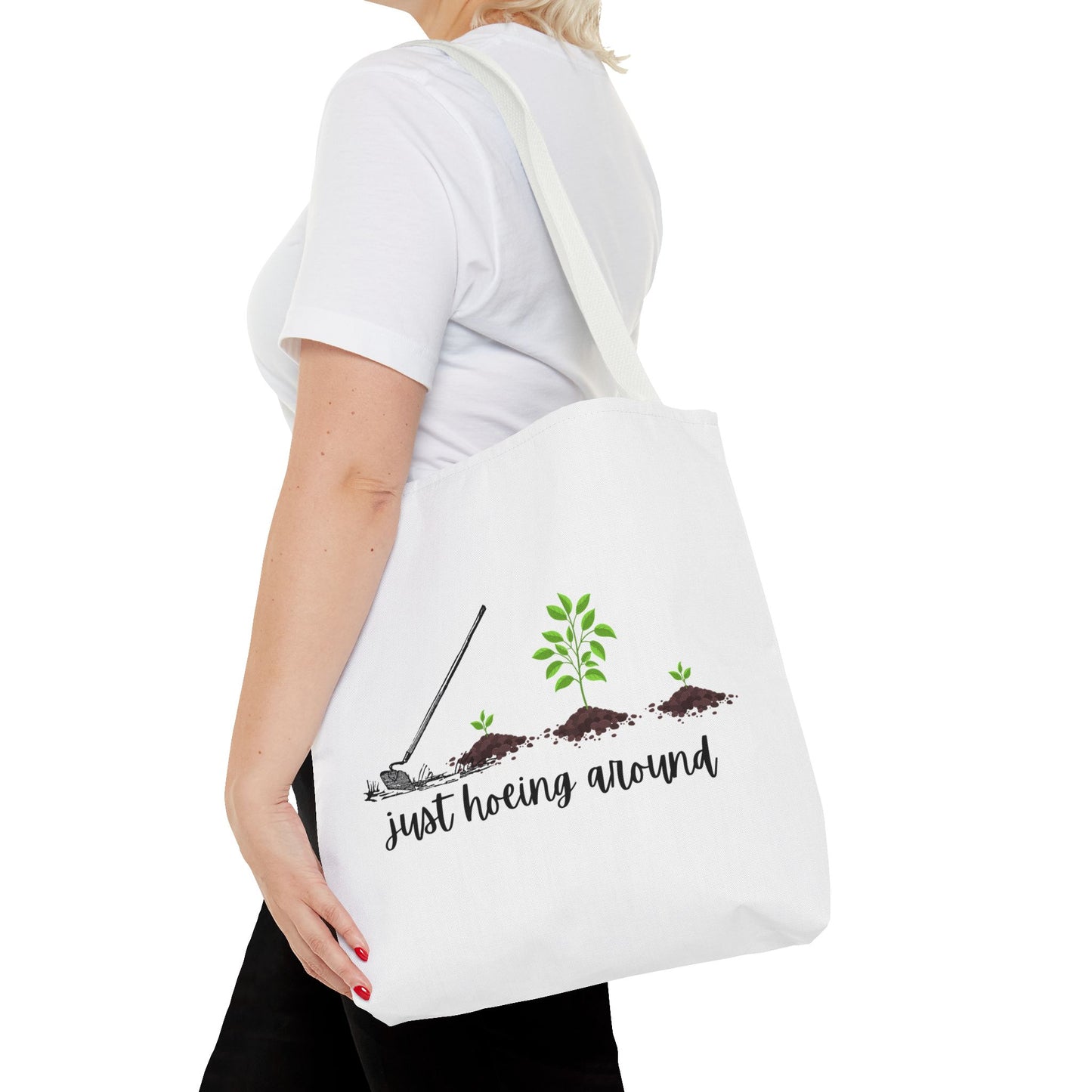 Unisex Just Hoeing Around Gardening Themed All Over Print Tote Bag