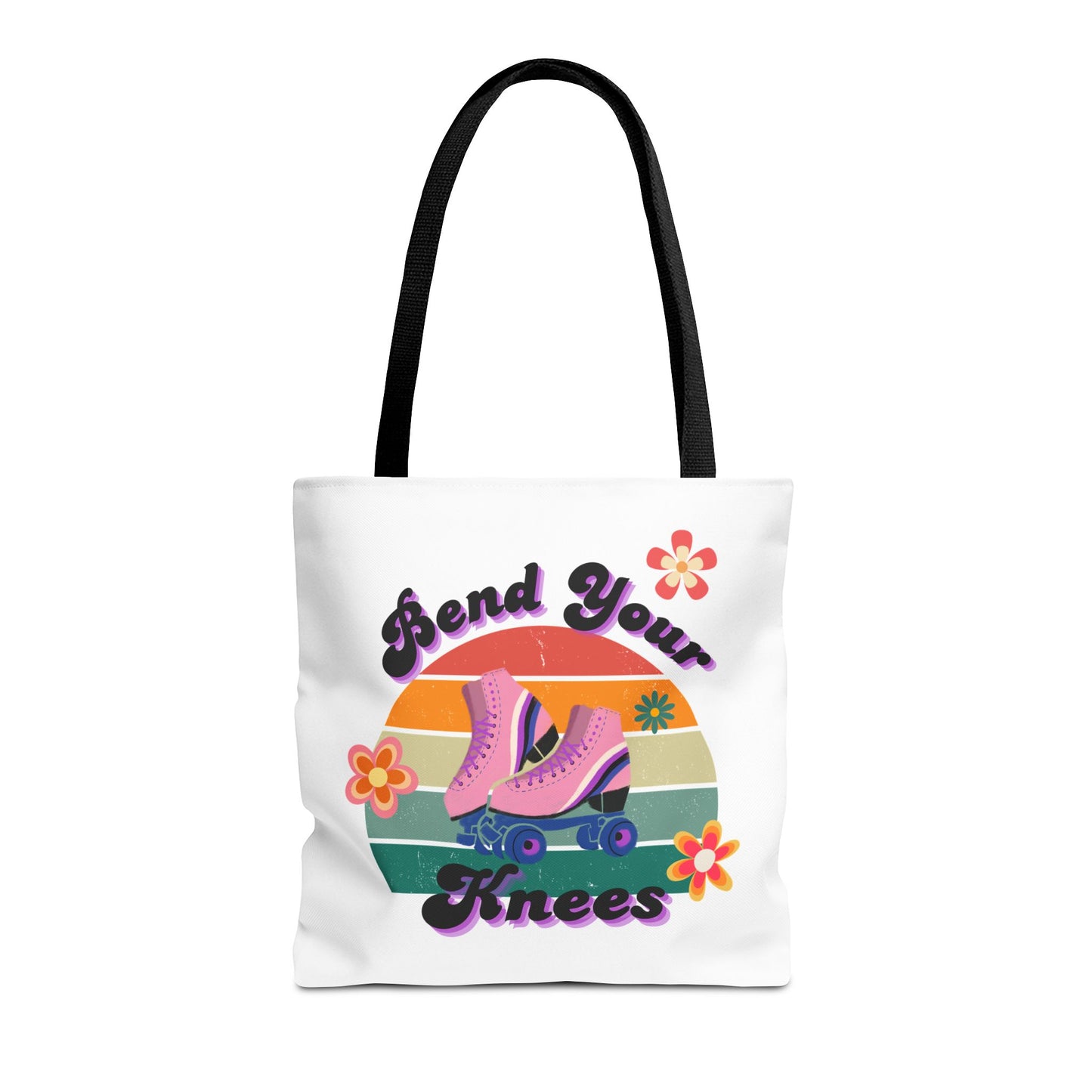 Unisex Retro Vibes Bend Your Knees Skate Day Tote Bag - White