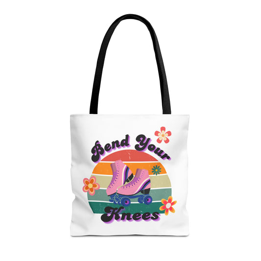 Unisex Retro Vibes Bend Your Knees Skate Day Tote Bag - White