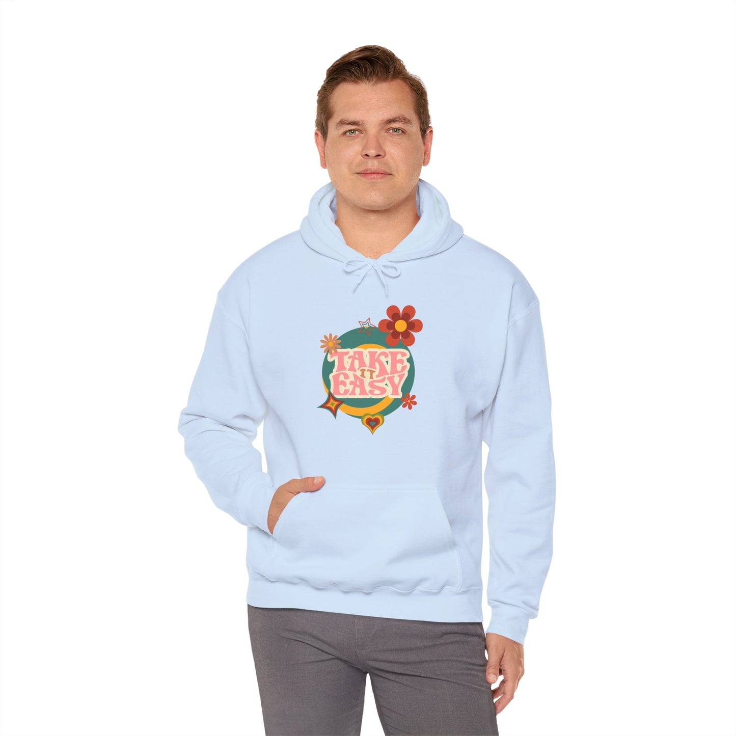 Unisex Heavy Blend™ Retro Vibes Take It Easy Hooded Sweatshirt