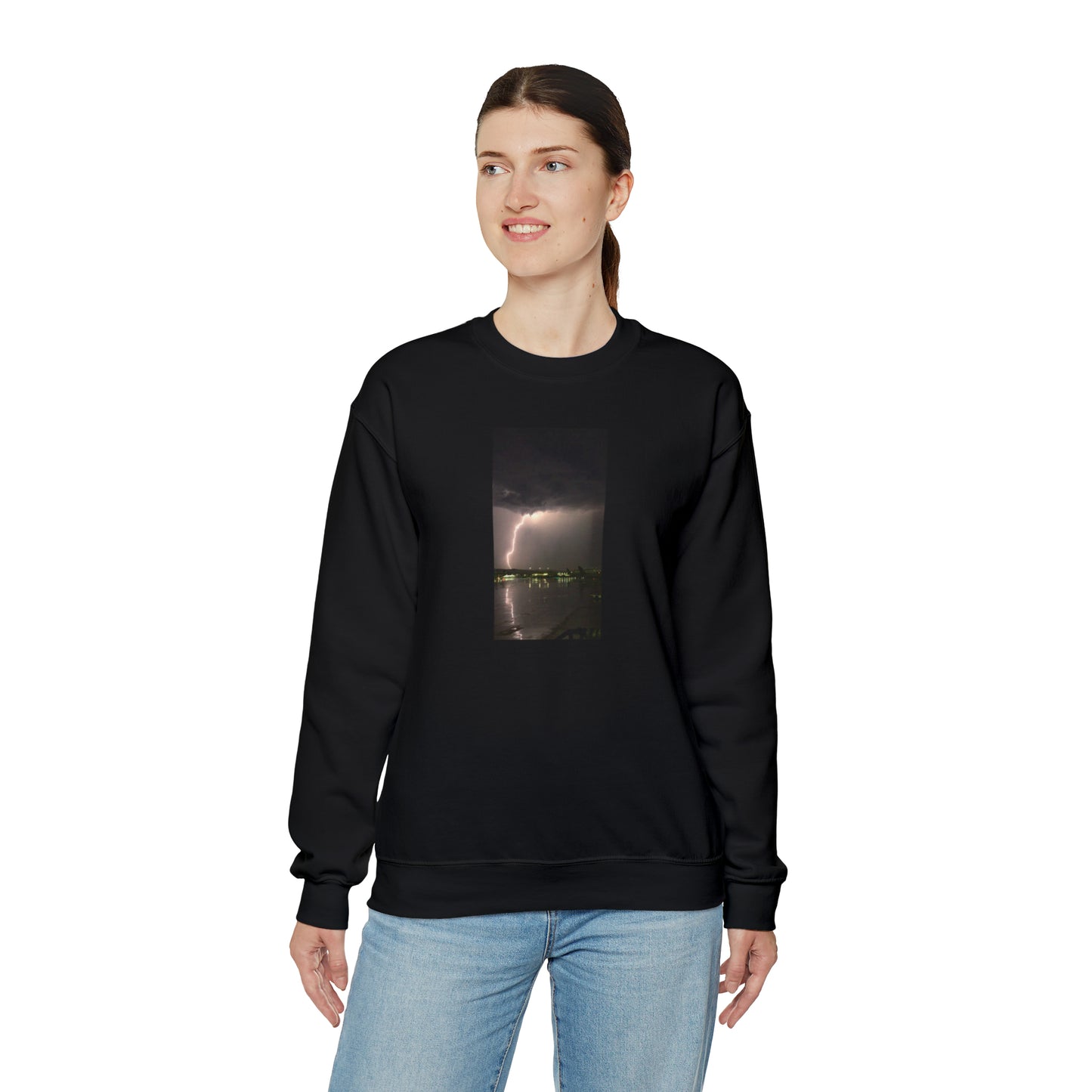 Unisex Lightning Bolt Sweatshirt Print, Caught Outside in The Rain