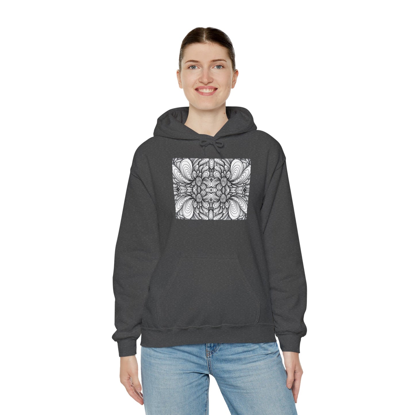 Unisex Heavy Blend™ Original Minimalist Healing Line Art Hooded Sweatshirt - Blooms
