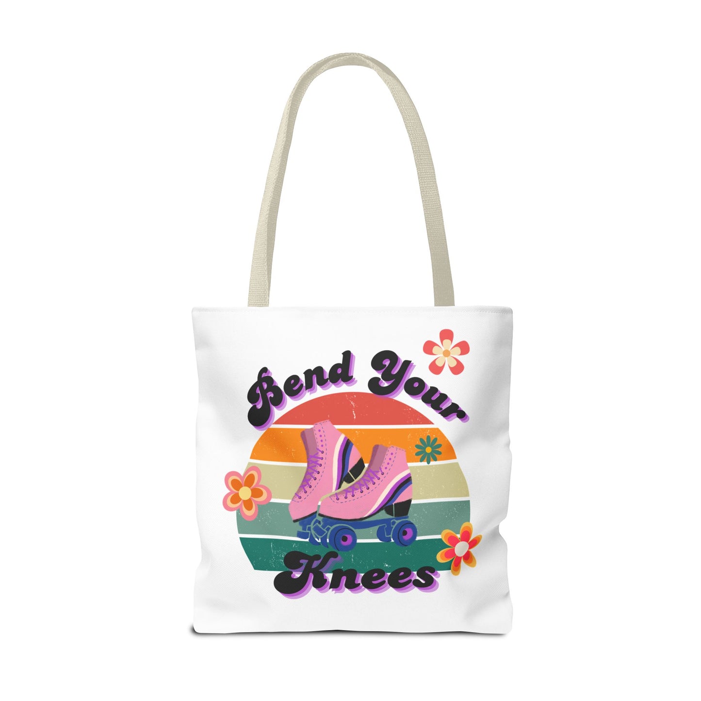Unisex Retro Vibes Bend Your Knees Skate Day Tote Bag - White
