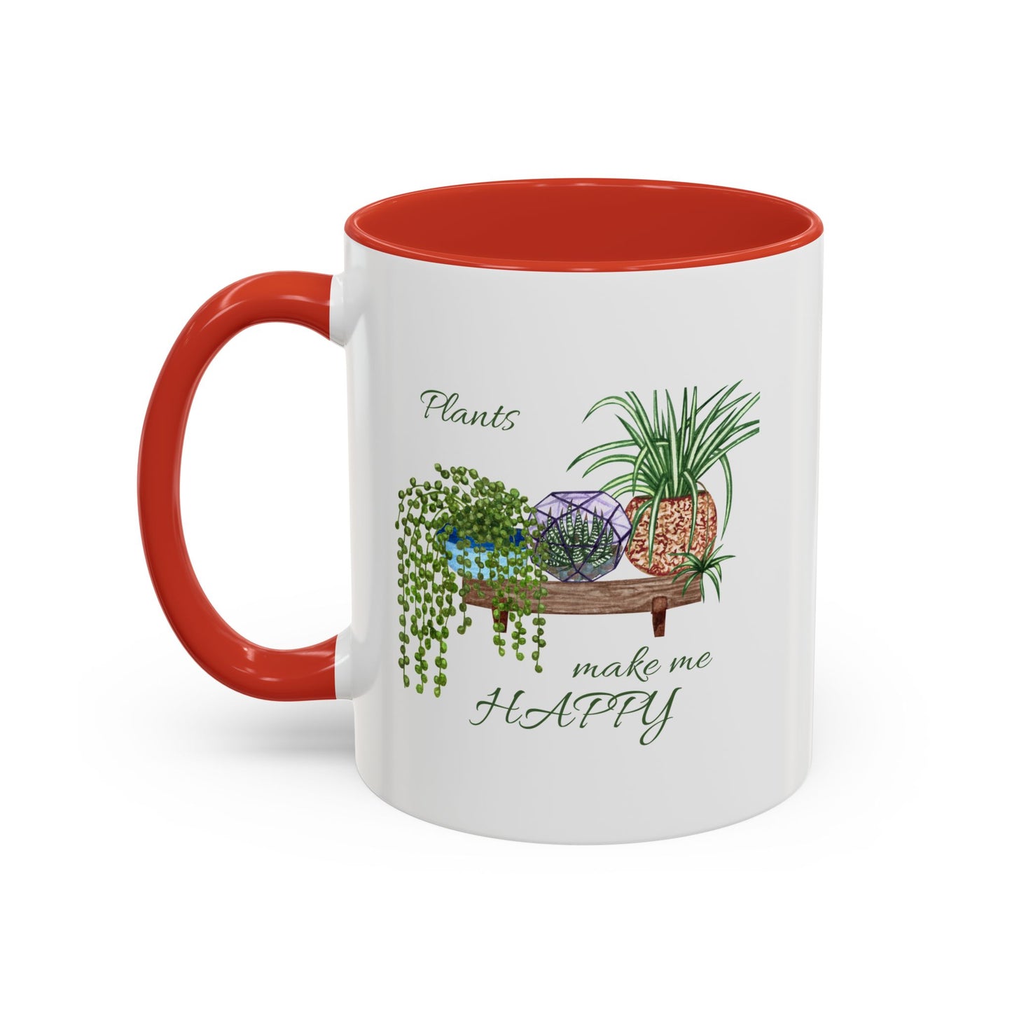 11oz Garden Themed Plants Make Me Happy Two Tone Coffee Mug