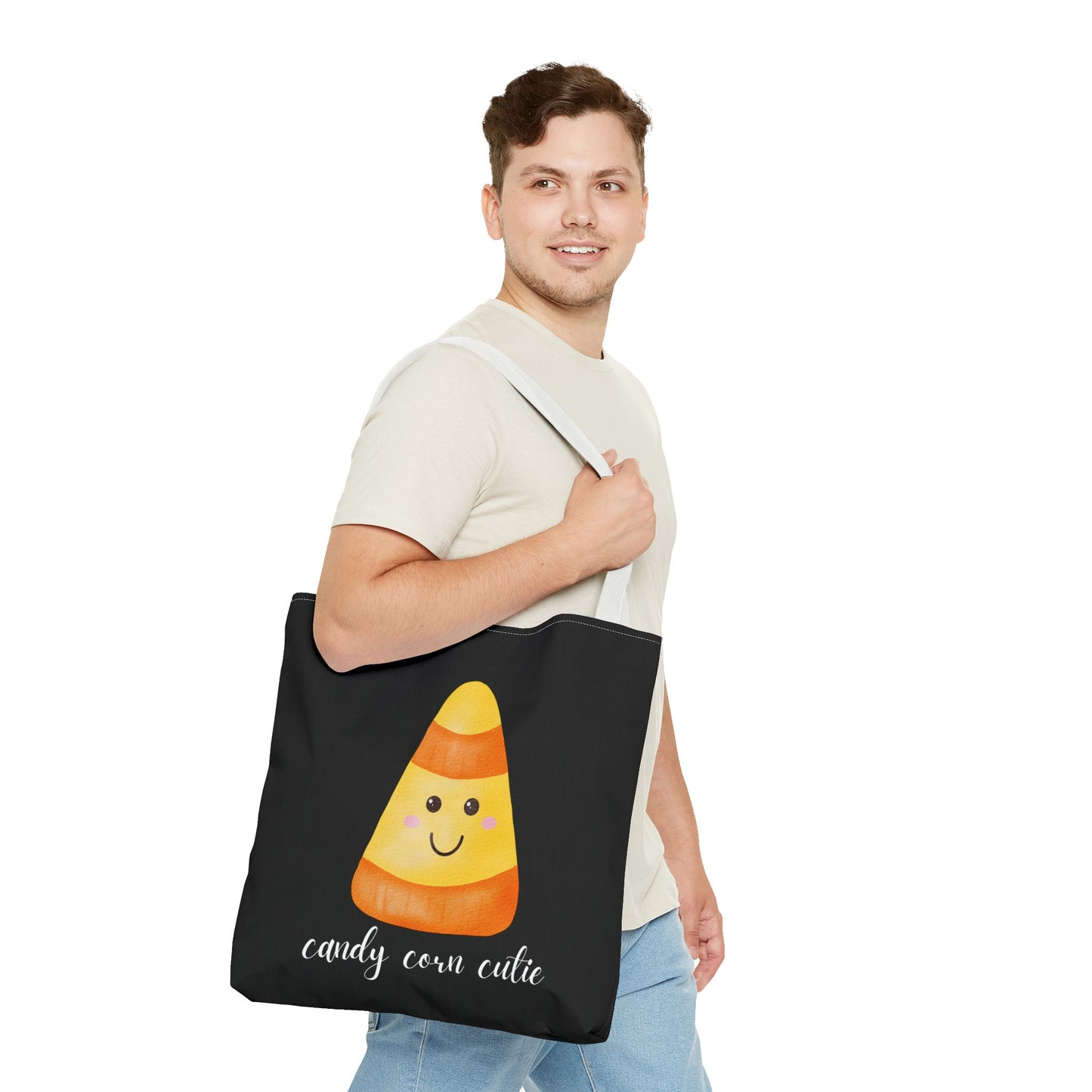 Cute Candy Corn Halloween Tote Bag Spooky Season Tote Trick or Treating Candy Bag Fall Themed Reusable Lunch Tote