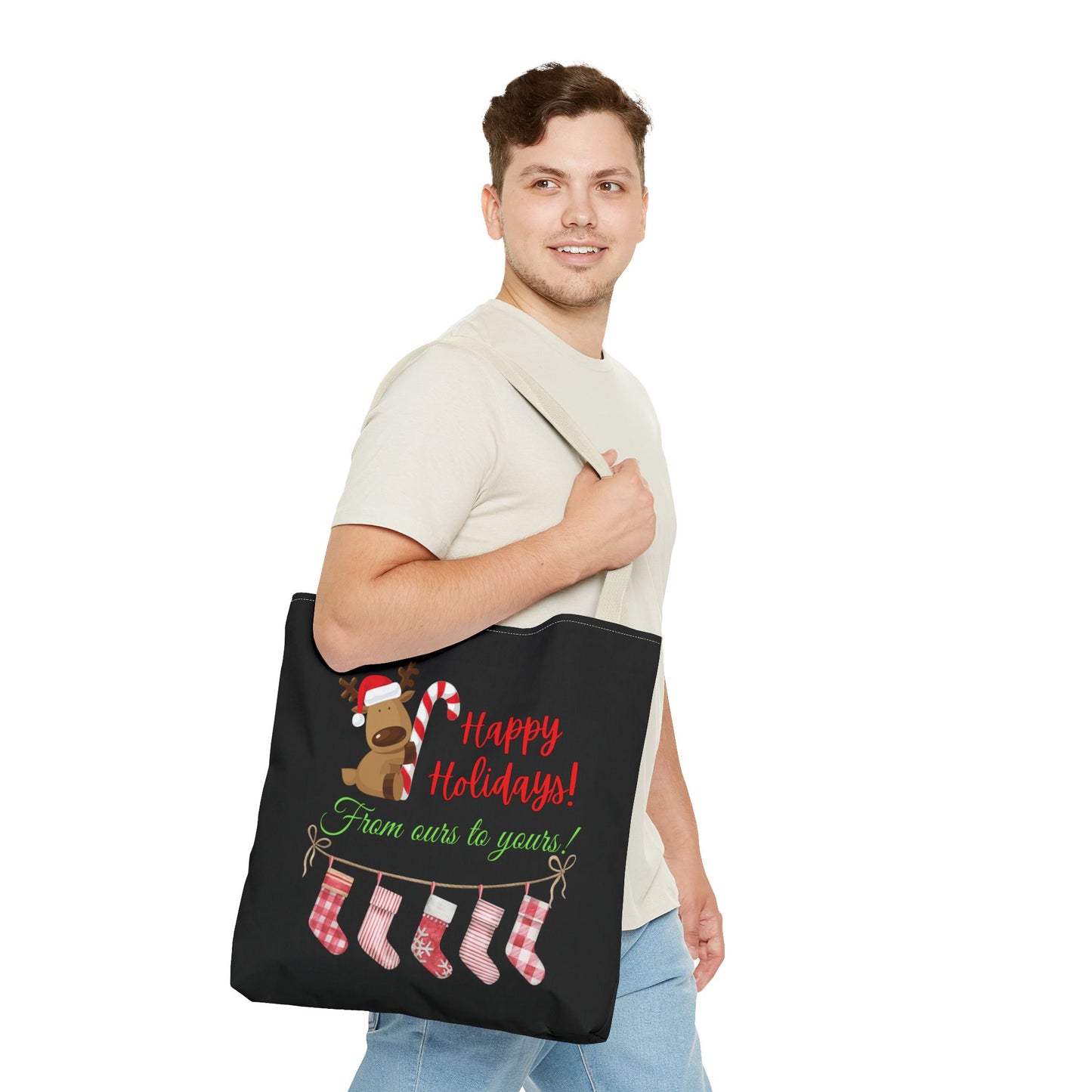 Unisex Happy Holidays From Ours To Yours Christmas Stockings and Dog Tote Bag