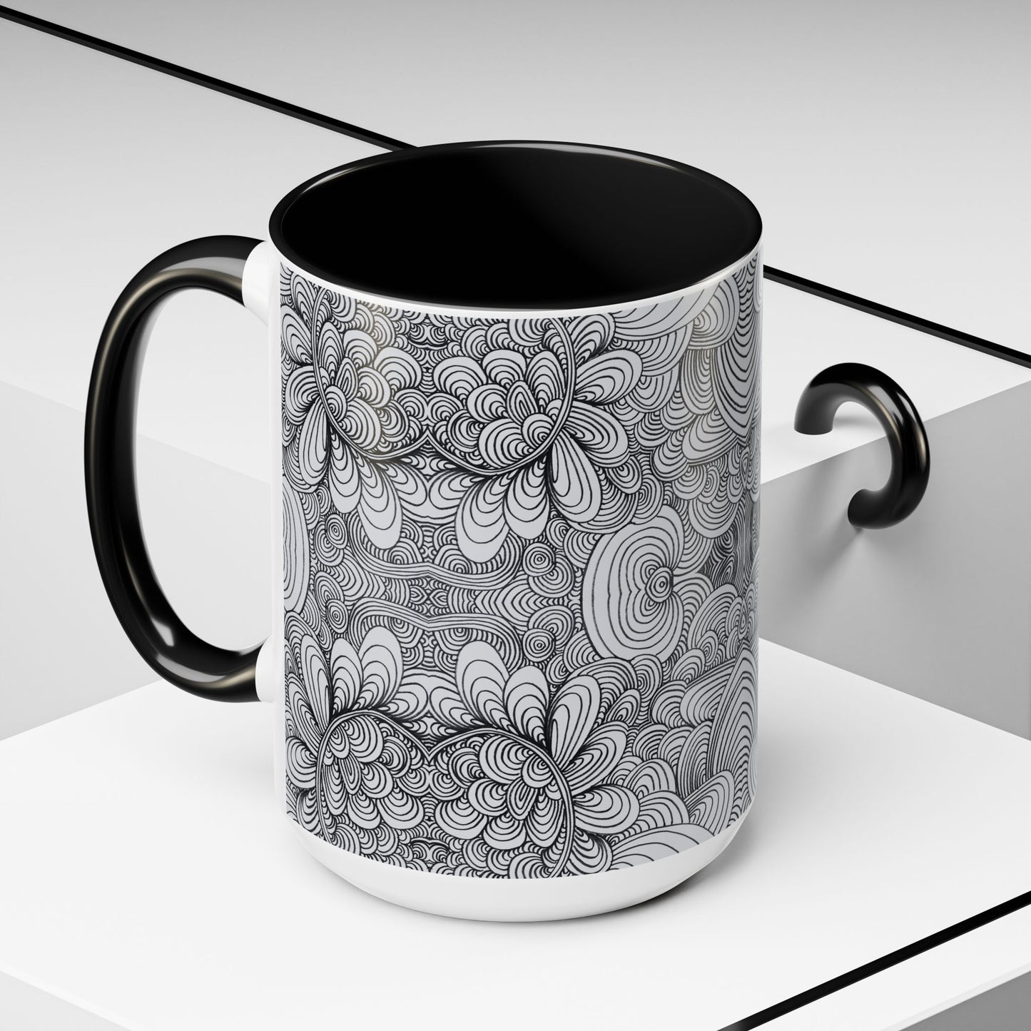 11oz/15oz Original Line Art Coffee Mug - Apricots Noir Mirage