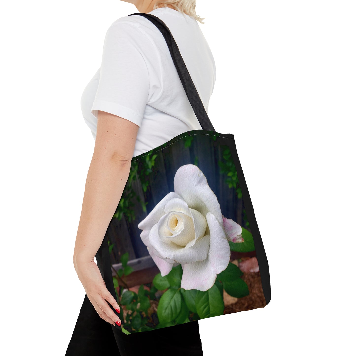 Unisex Sugar Moon Hybrid Tea White Rose Tote Bag