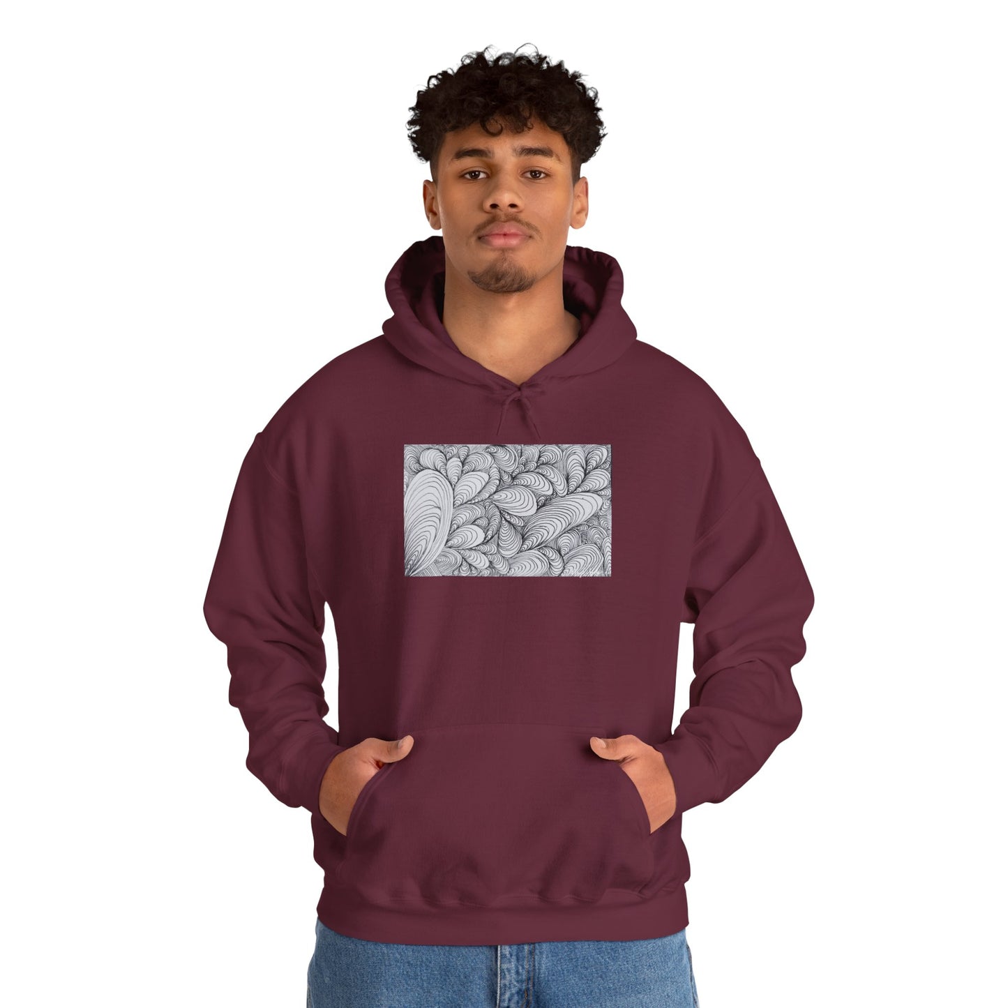 Unisex Heavy Blend™ Original Rough Artwork Midsize Print Hooded Sweatshirt