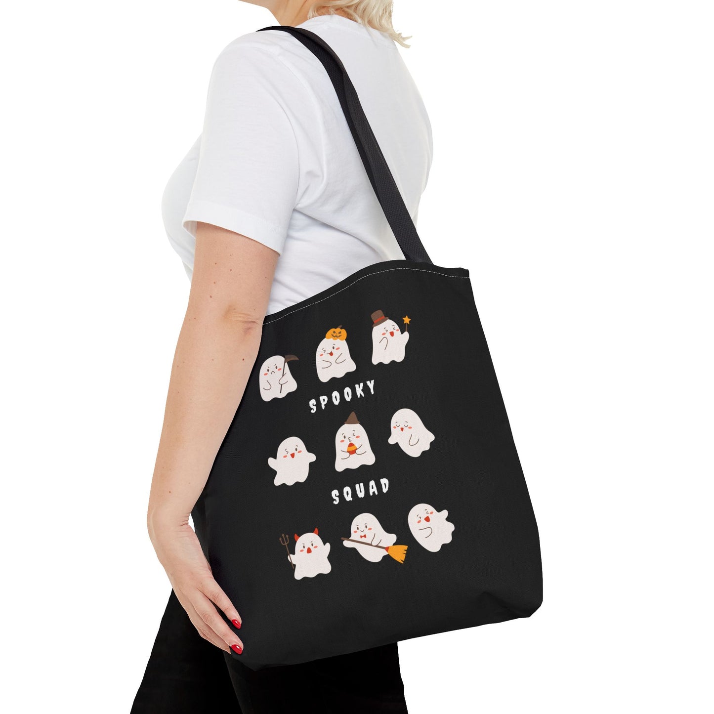 Cute Ghost Halloween Spooky Season Tote Trick or Treating Candy Bag Reusable Halloween Themed Lunch Tote