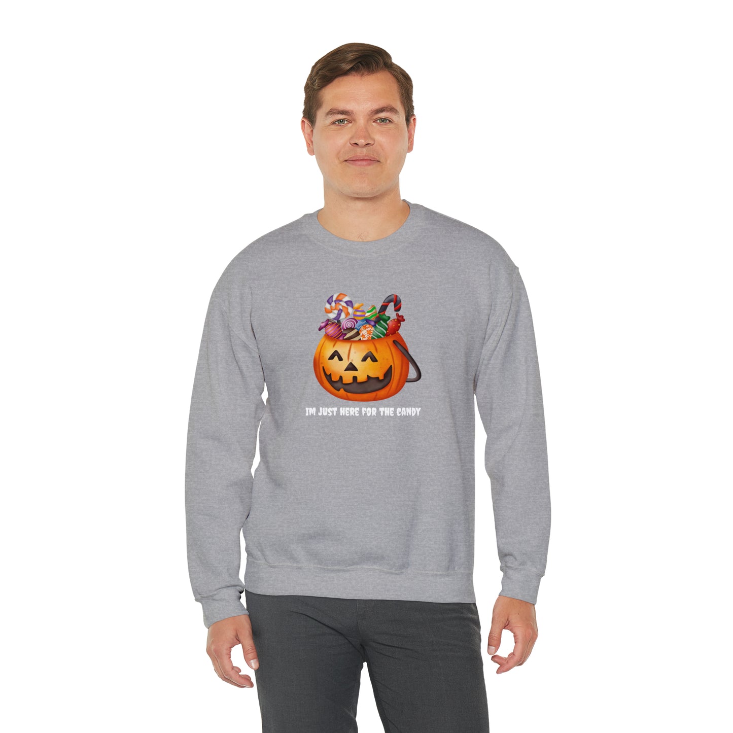 Unisex Im Just Here For The Candy Pumpkin Sweatshirt