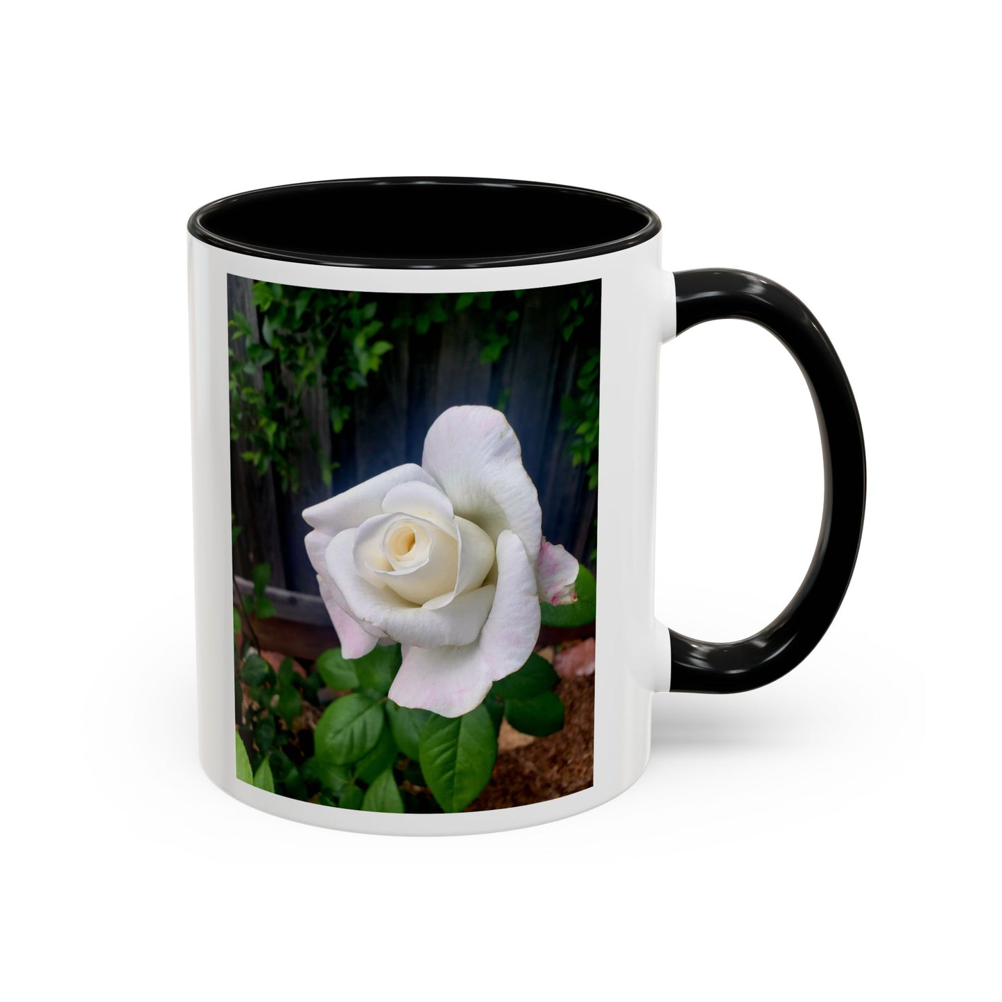 11oz/15oz Garden Themed White Sugar Moon Hybrid Tea Roses Coffee Mug