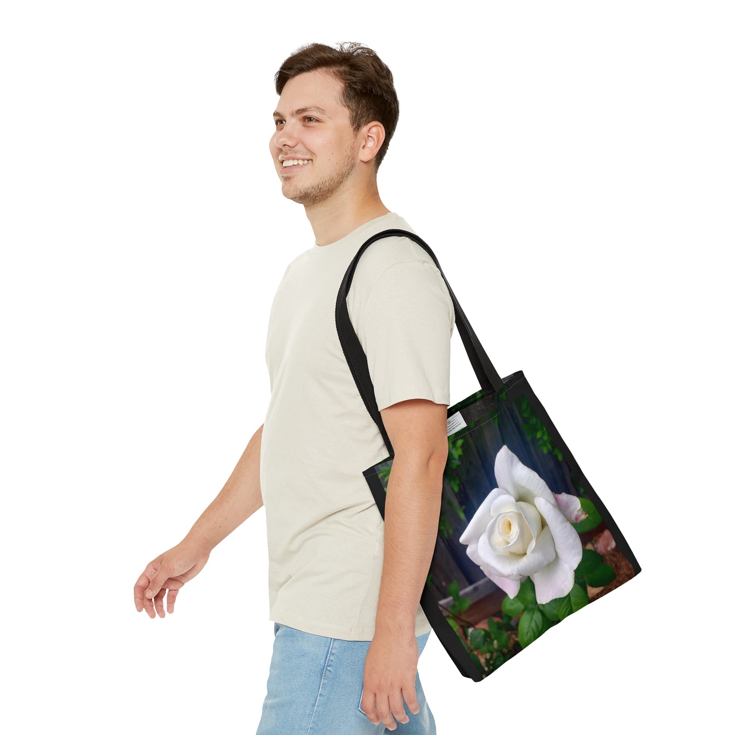 Unisex Sugar Moon Hybrid Tea White Rose Tote Bag