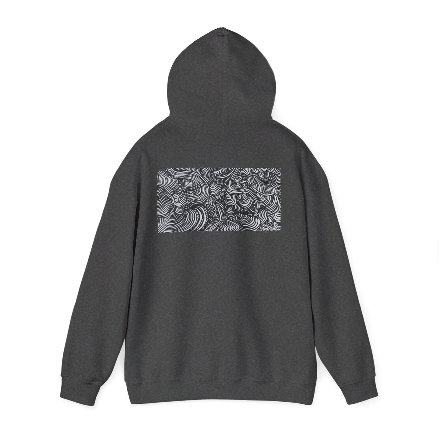 Unisex Heavy Blend™ Original Minimalist Line Art Midsize Print Hooded Sweatshirt - Liquid