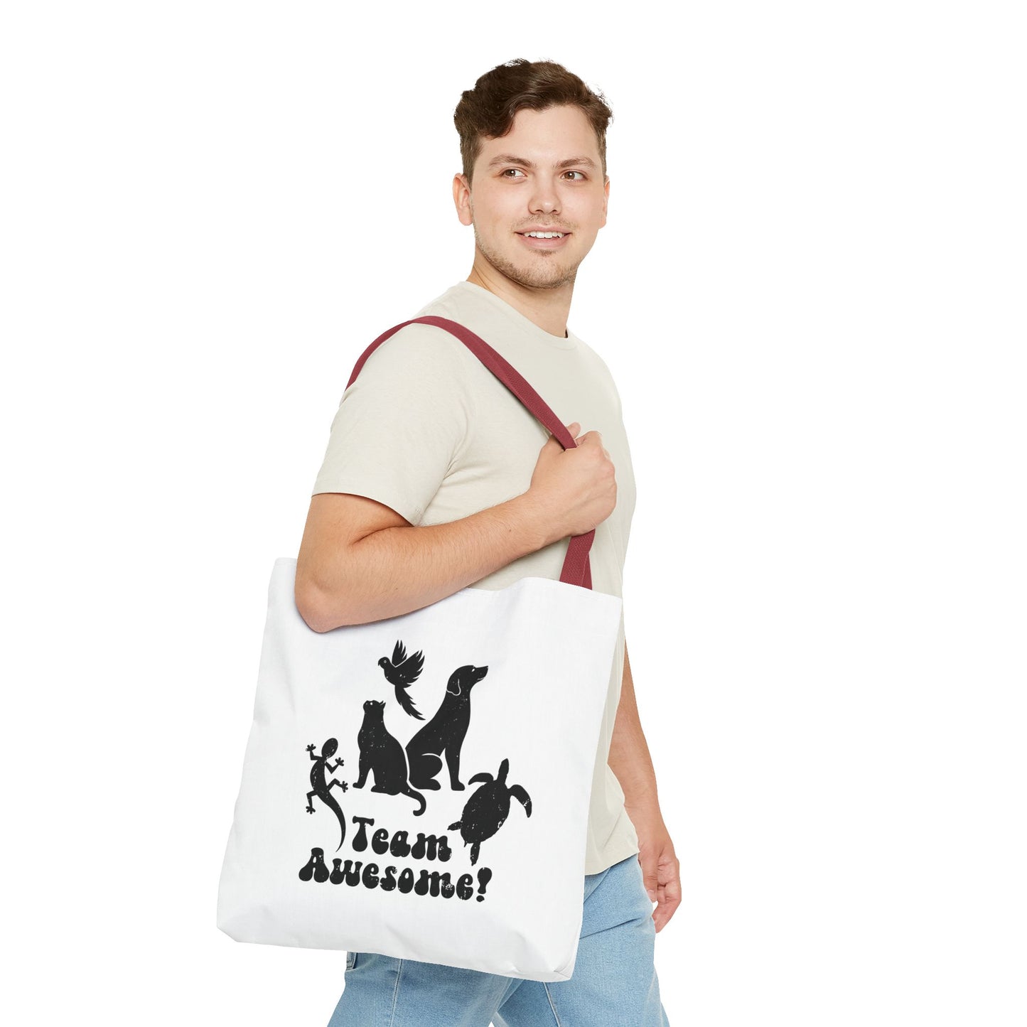 Unisex Animal Lover Lizard Cat Bird Dog Turtle Team Awesome Tote Bag