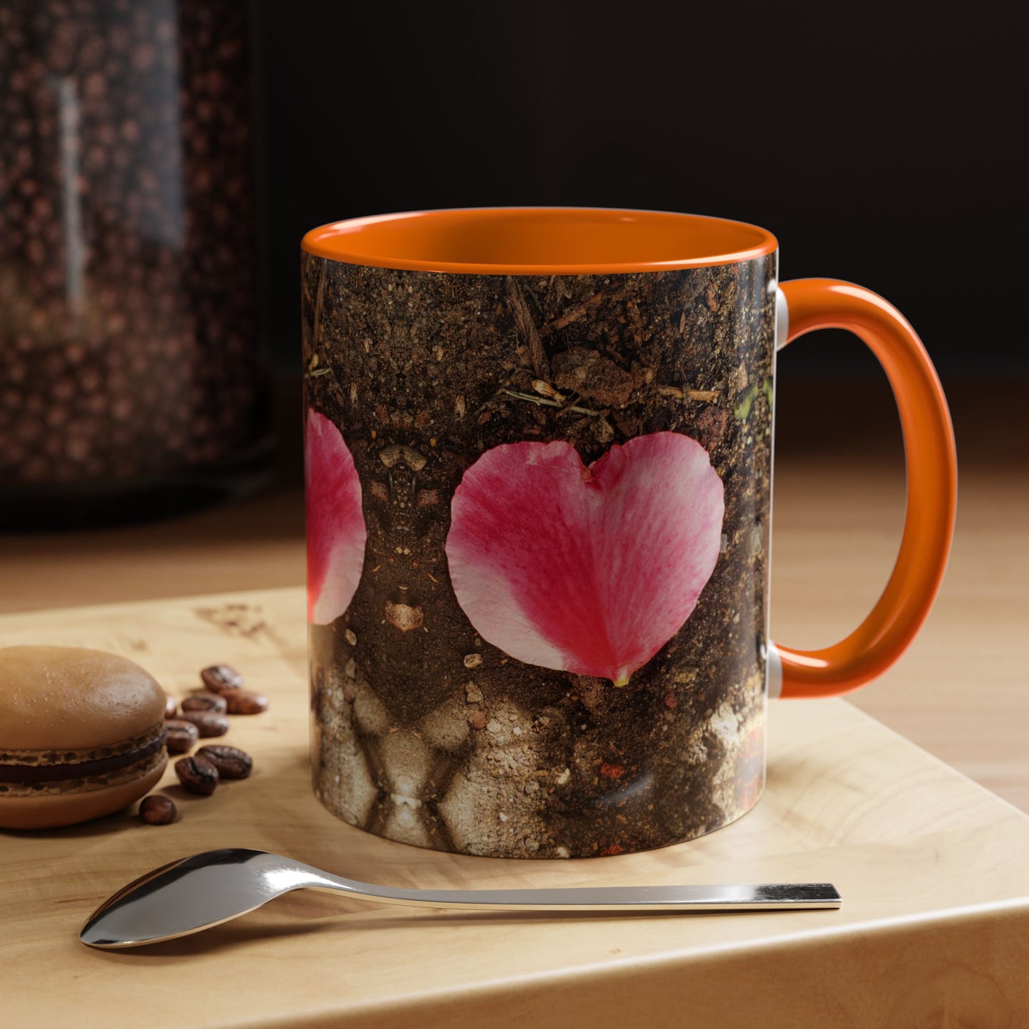 11oz/15oz Garden Themed Double Delight Heart Shaped Rose Petal Coffee Mug